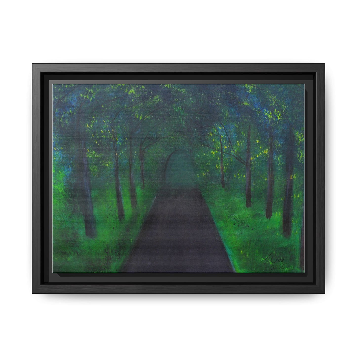 Serene Green Path Framed Canvas Art - Tranquil Wall Decor for Nature Lovers