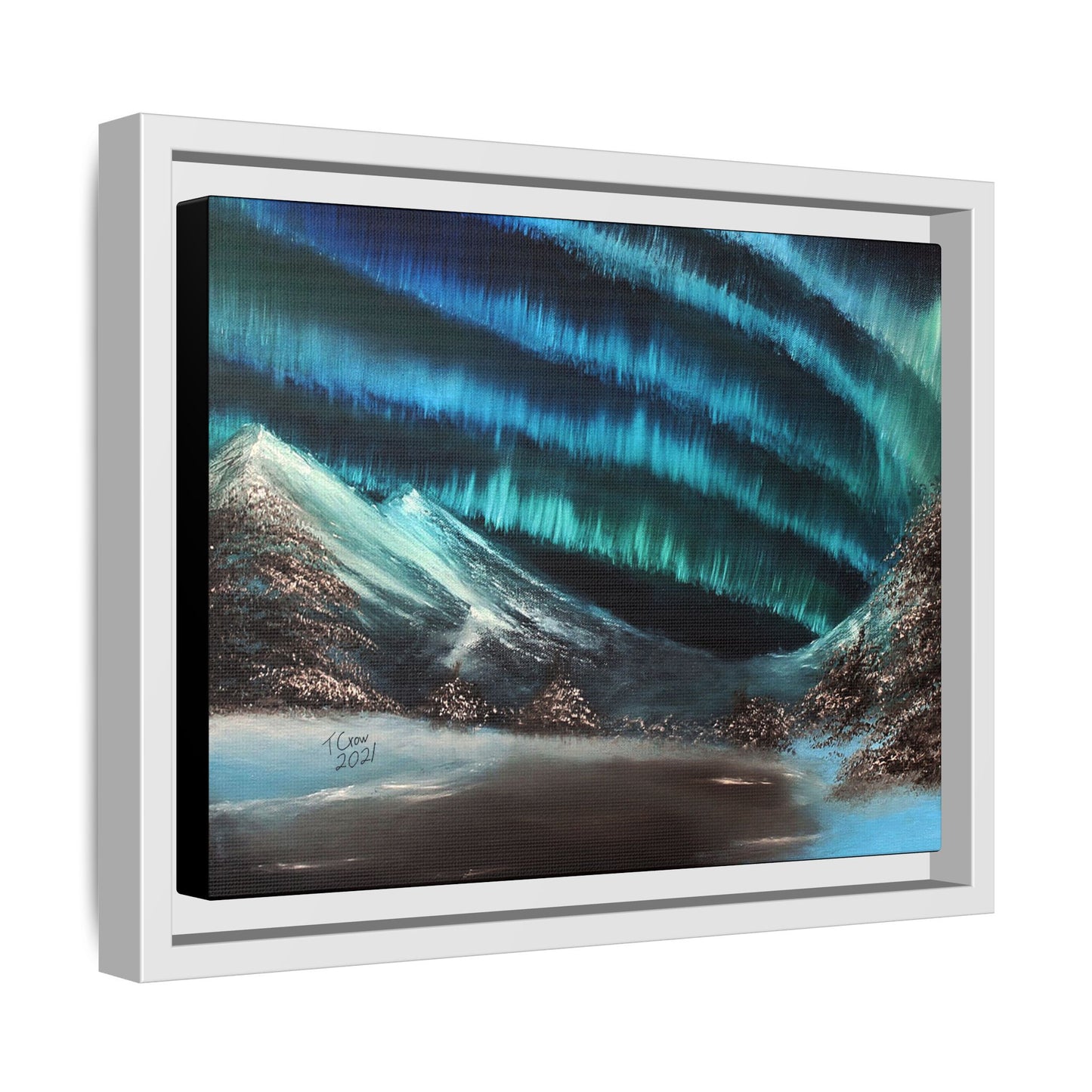 Frozen Sky's Glow - Framed Canvas Print