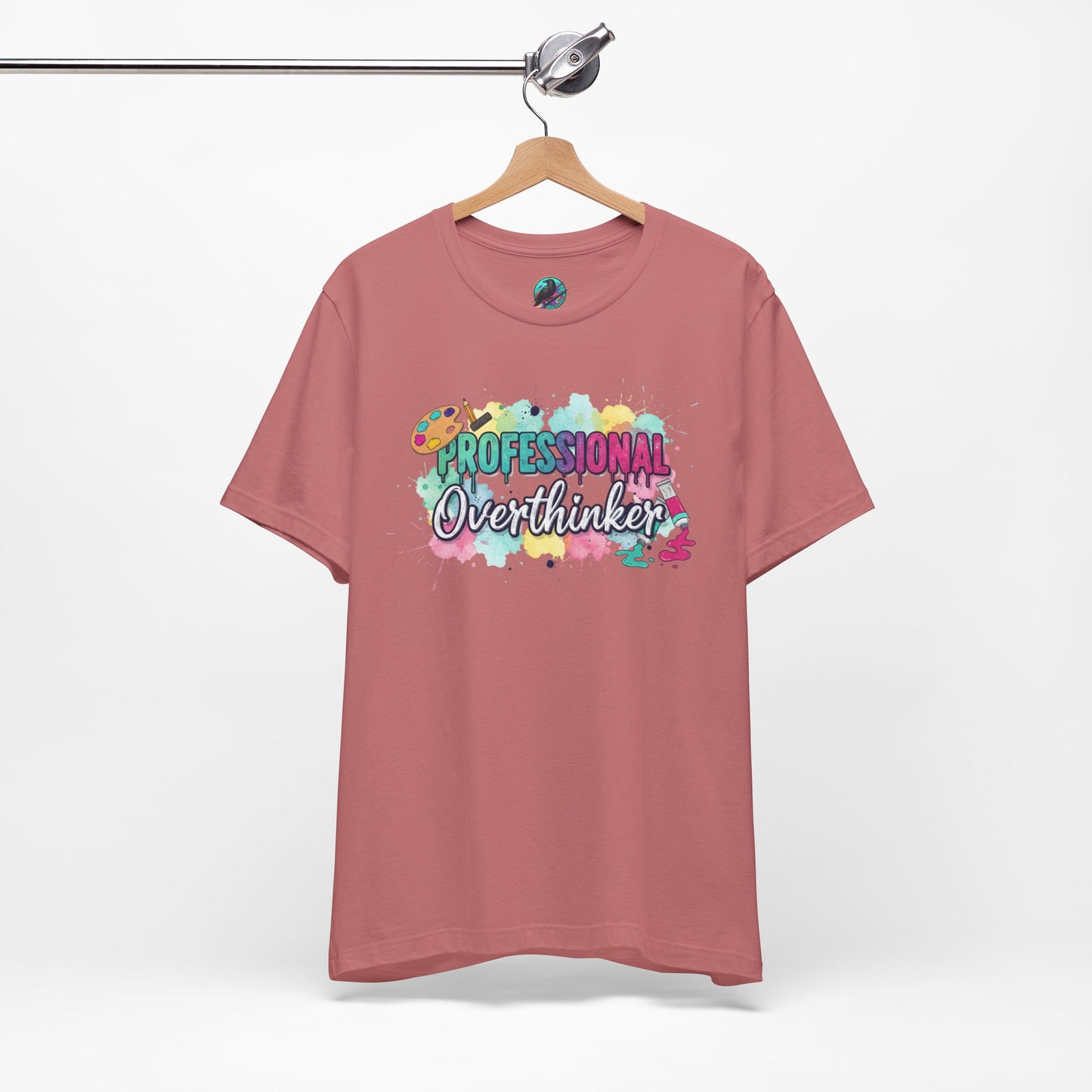Professional Overthinker T-Shirt - Colorful Watercolor Graphic Tee Printify