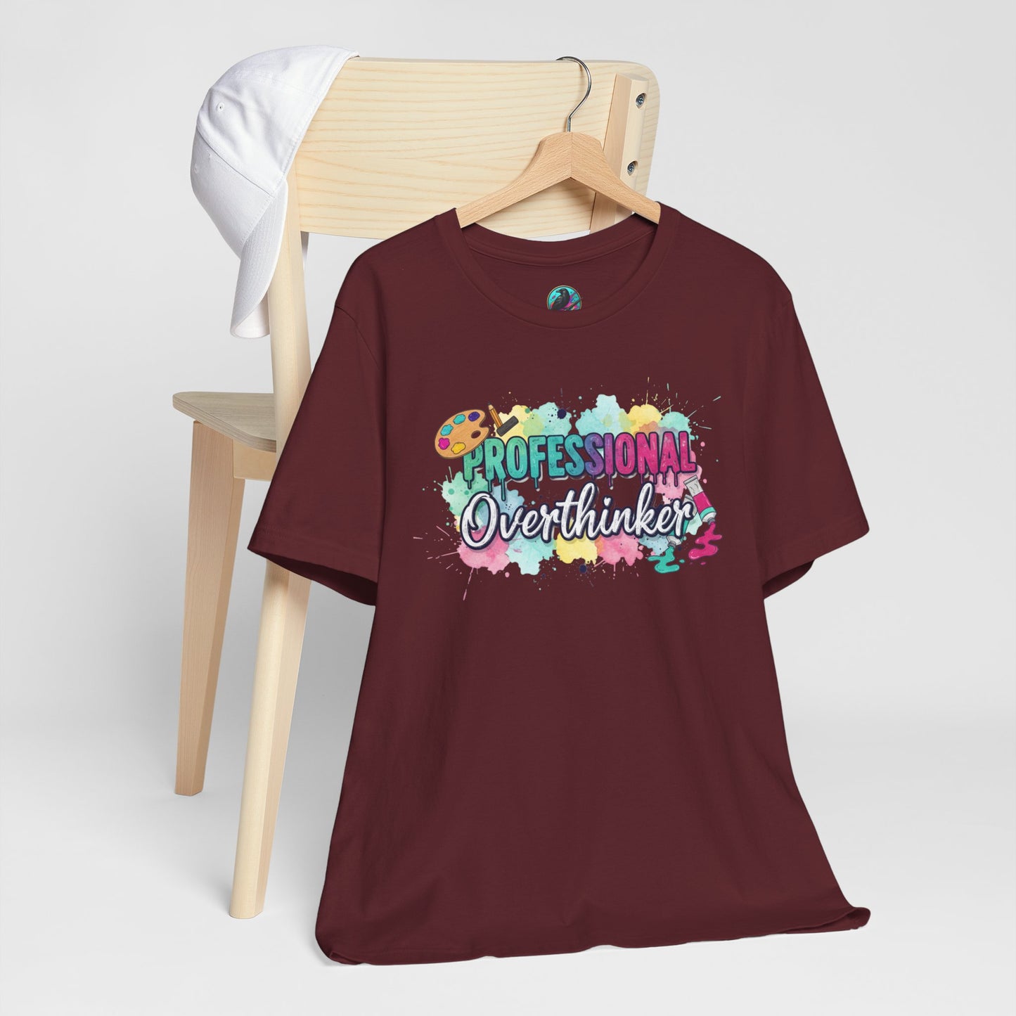 Professional Overthinker T-Shirt - Colorful Watercolor Graphic Tee Printify