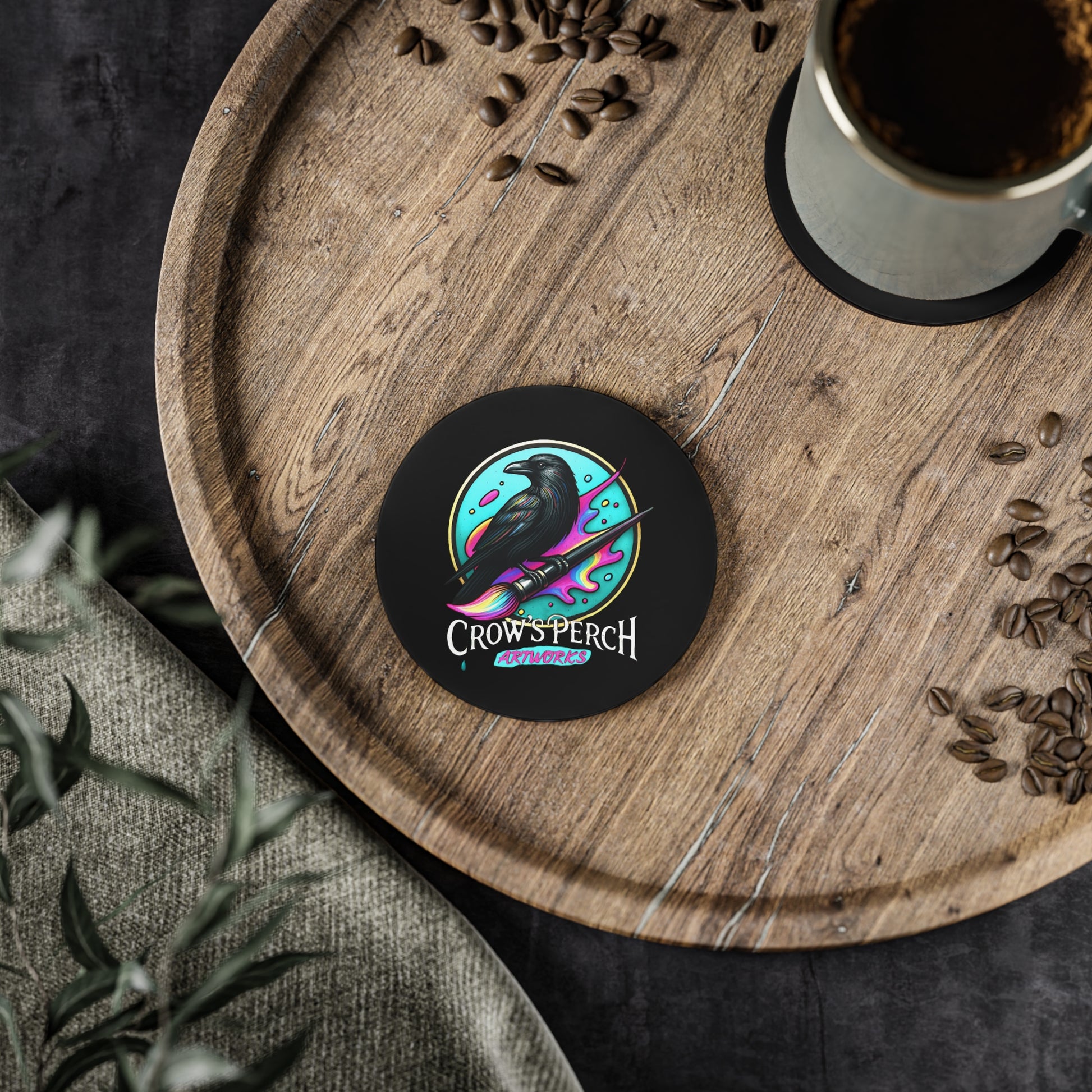 Crow's Perch Artworks Coasters, Home Bar Decor, Unique Gift, Rustic Table Accessories, Party Coasters Printify