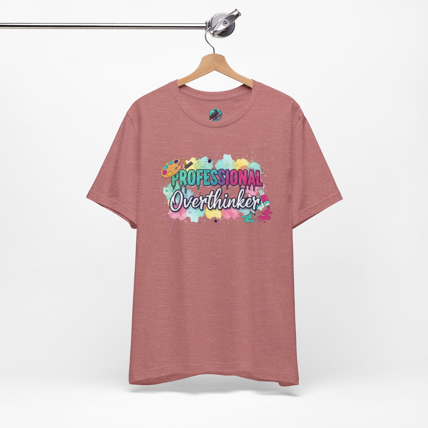 Professional Overthinker T-Shirt - Colorful Watercolor Graphic Tee Printify