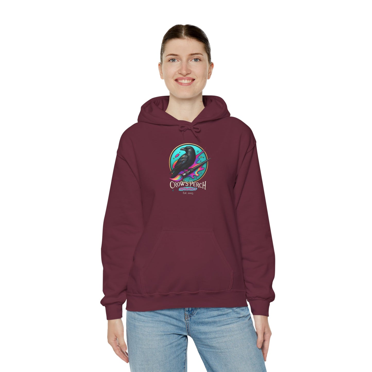 Crow's Perch Artworks Graphic Hoodie, Cozy Sweatshirt Gift, Stylish Layering Piece, Everyday Fashion Statement