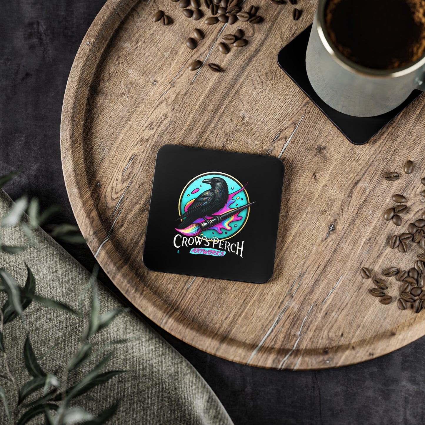 Crow's Perch Artworks Coasters, Home Bar Decor, Unique Gift, Rustic Table Accessories, Party Coasters Printify