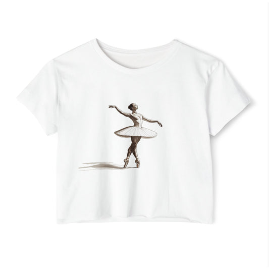 Ballerina Crop Top, Comfortable Summer Wear, Bohemian Style Tee, Perfect for Music Festivals, Dance Events, Beach Days