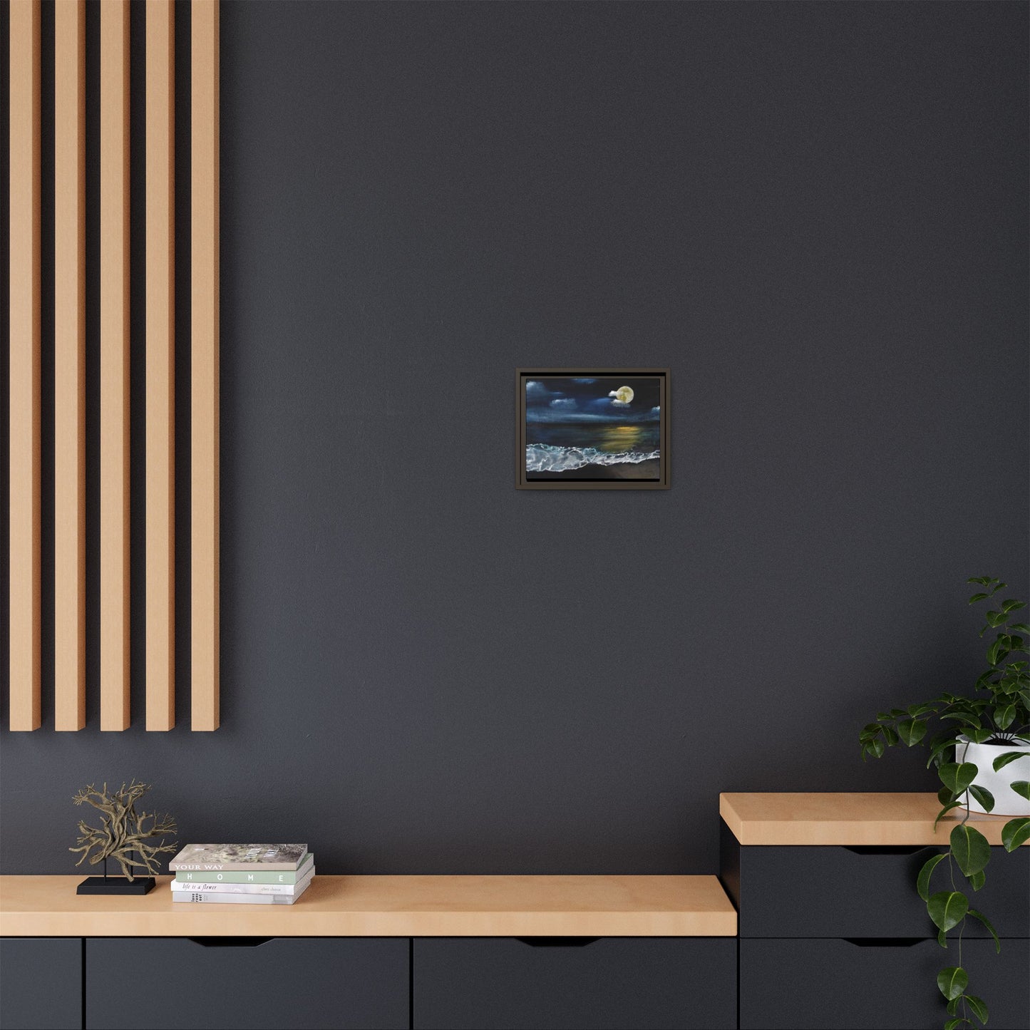 Moonlit Ocean - Framed Canvas Print