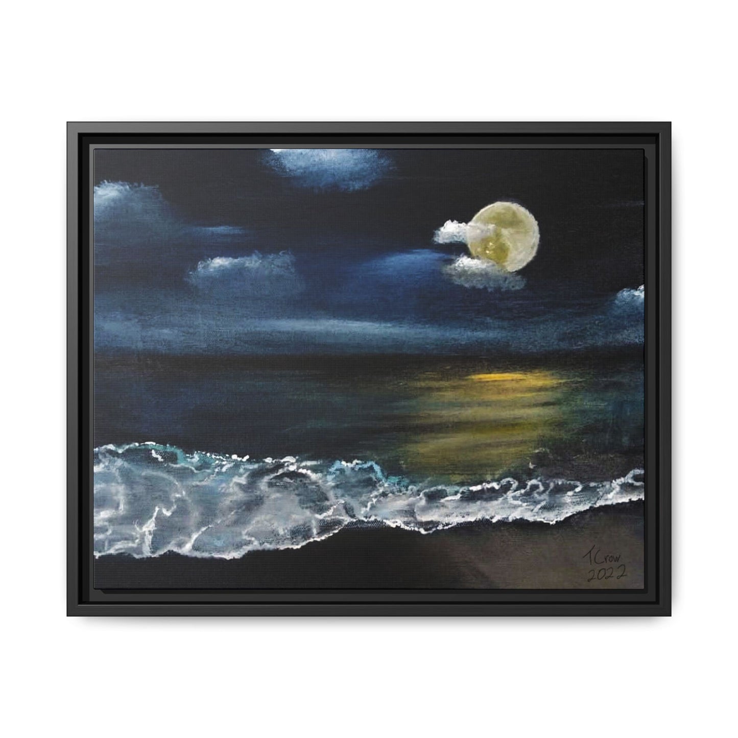 Moonlit Ocean - Framed Canvas Print