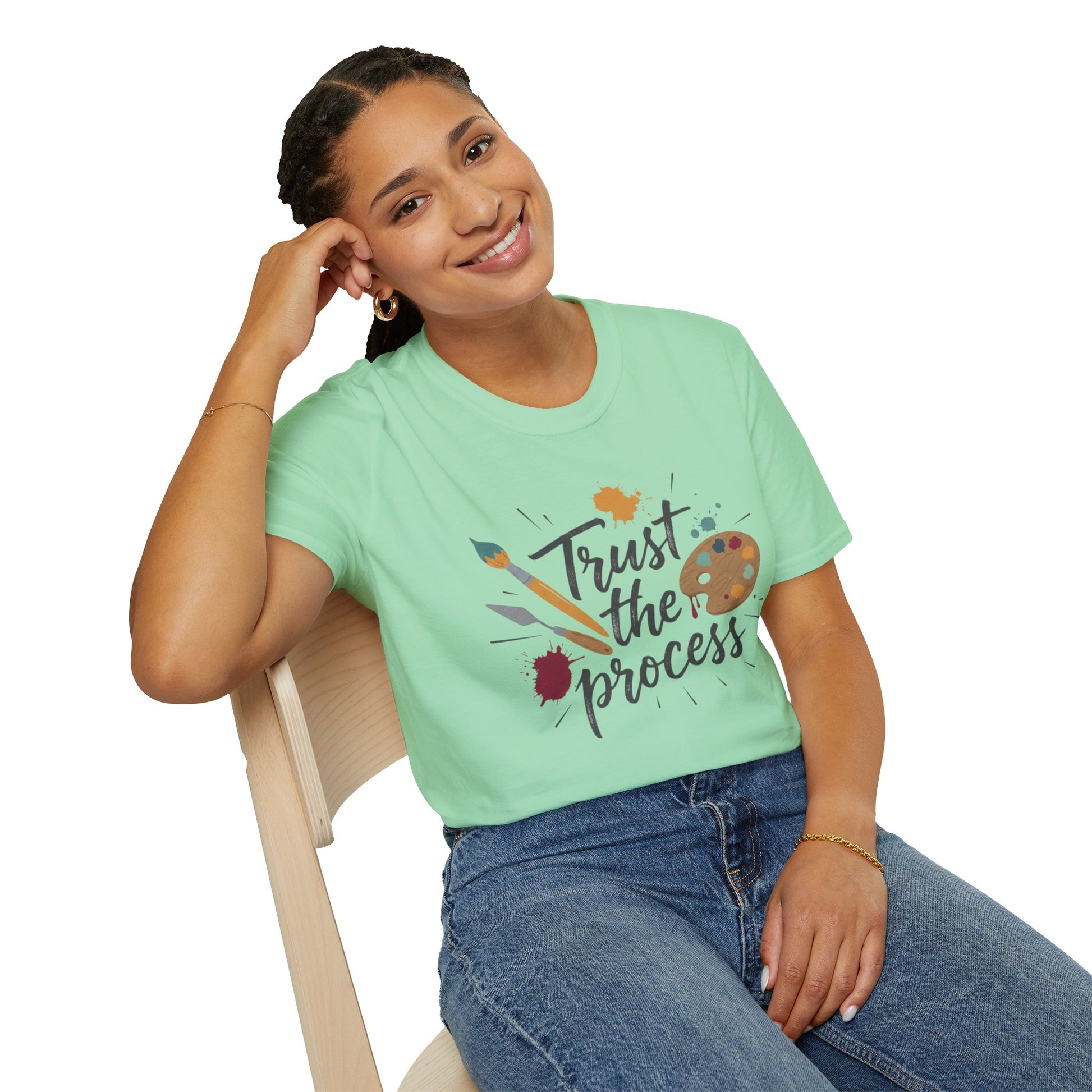 Trust the Process Artist T-Shirt - Inspirational Painter Tee with Palette & Brush Printify