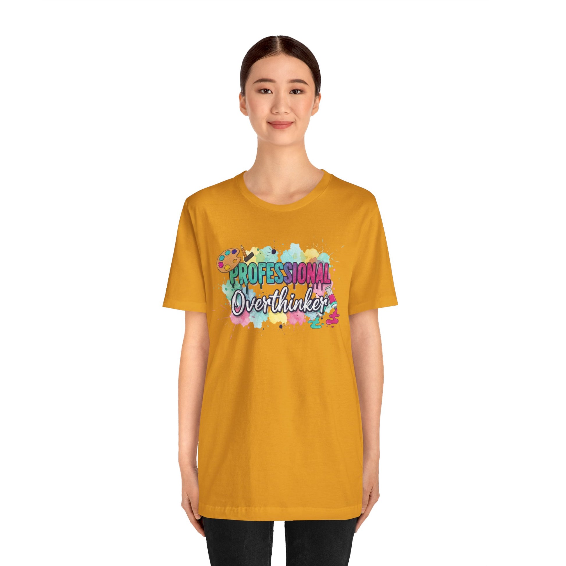 Professional Overthinker T-Shirt - Colorful Watercolor Graphic Tee Printify