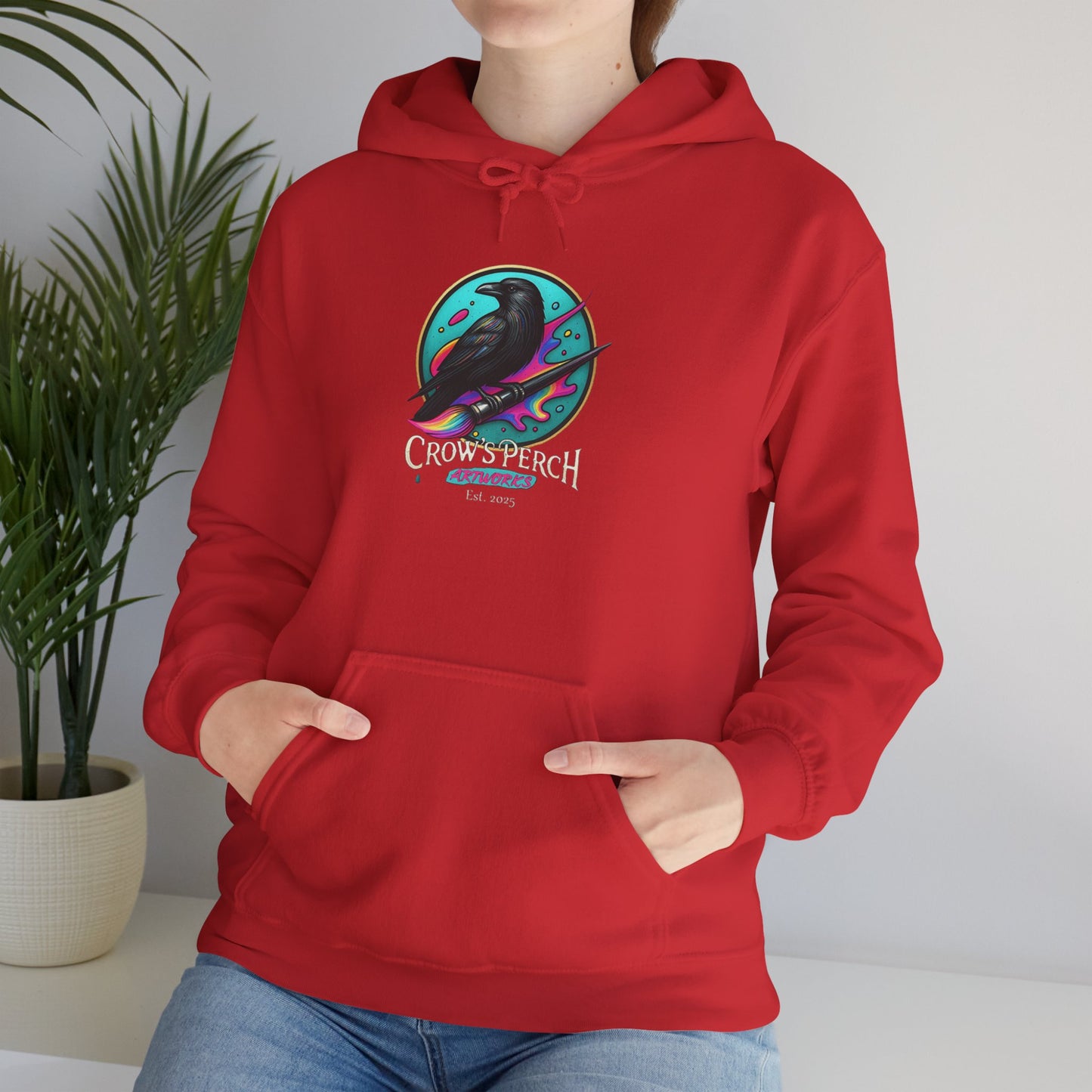 Crow's Perch Artworks Graphic Hoodie, Cozy Sweatshirt Gift, Stylish Layering Piece, Everyday Fashion Statement