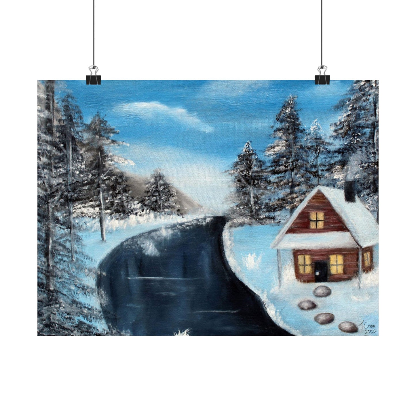 Cabin's Warm Glow - Matte Poster Print