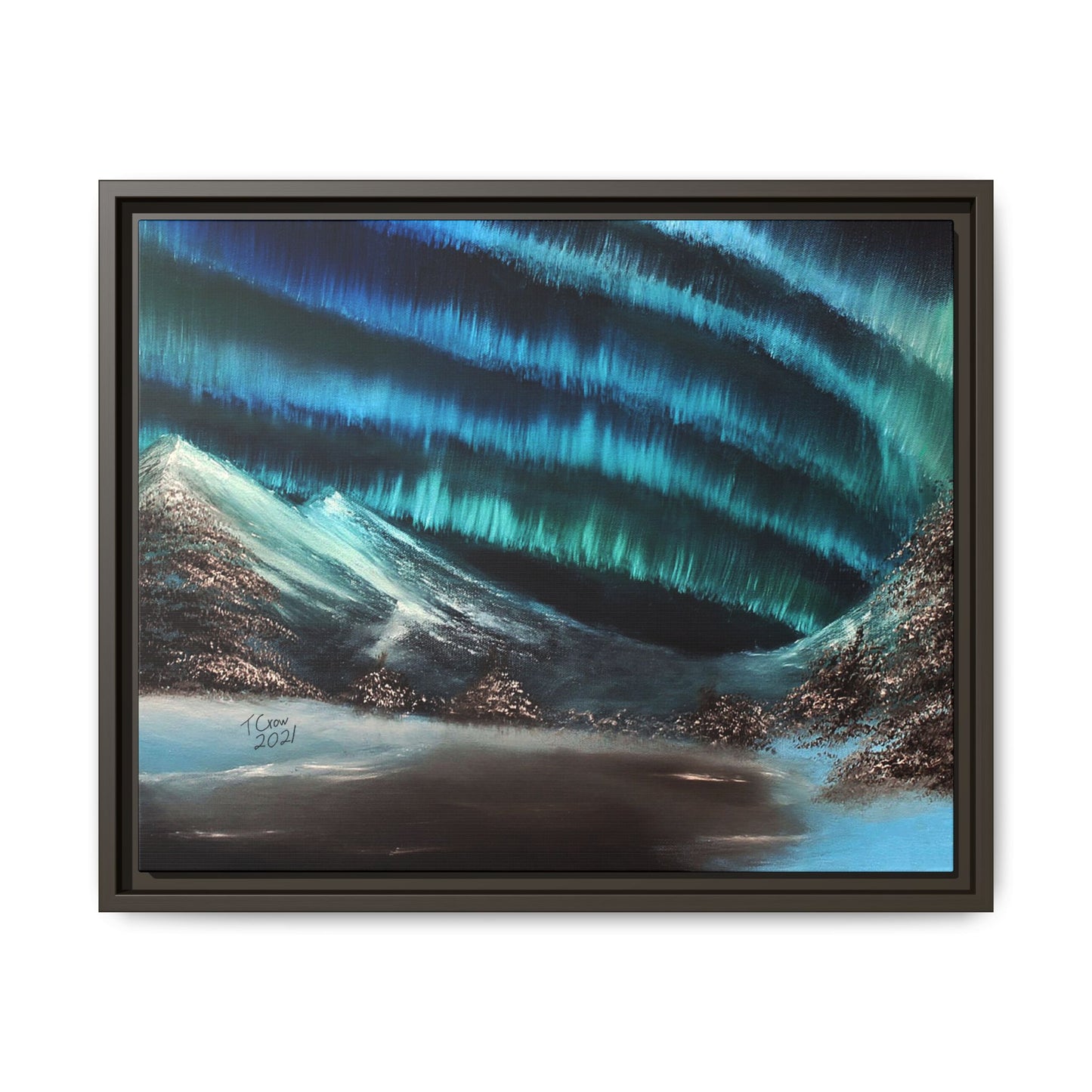 Frozen Sky's Glow - Framed Canvas Print