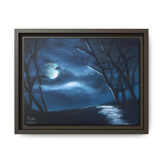 Moonlight Forest - Framed Canvas Print