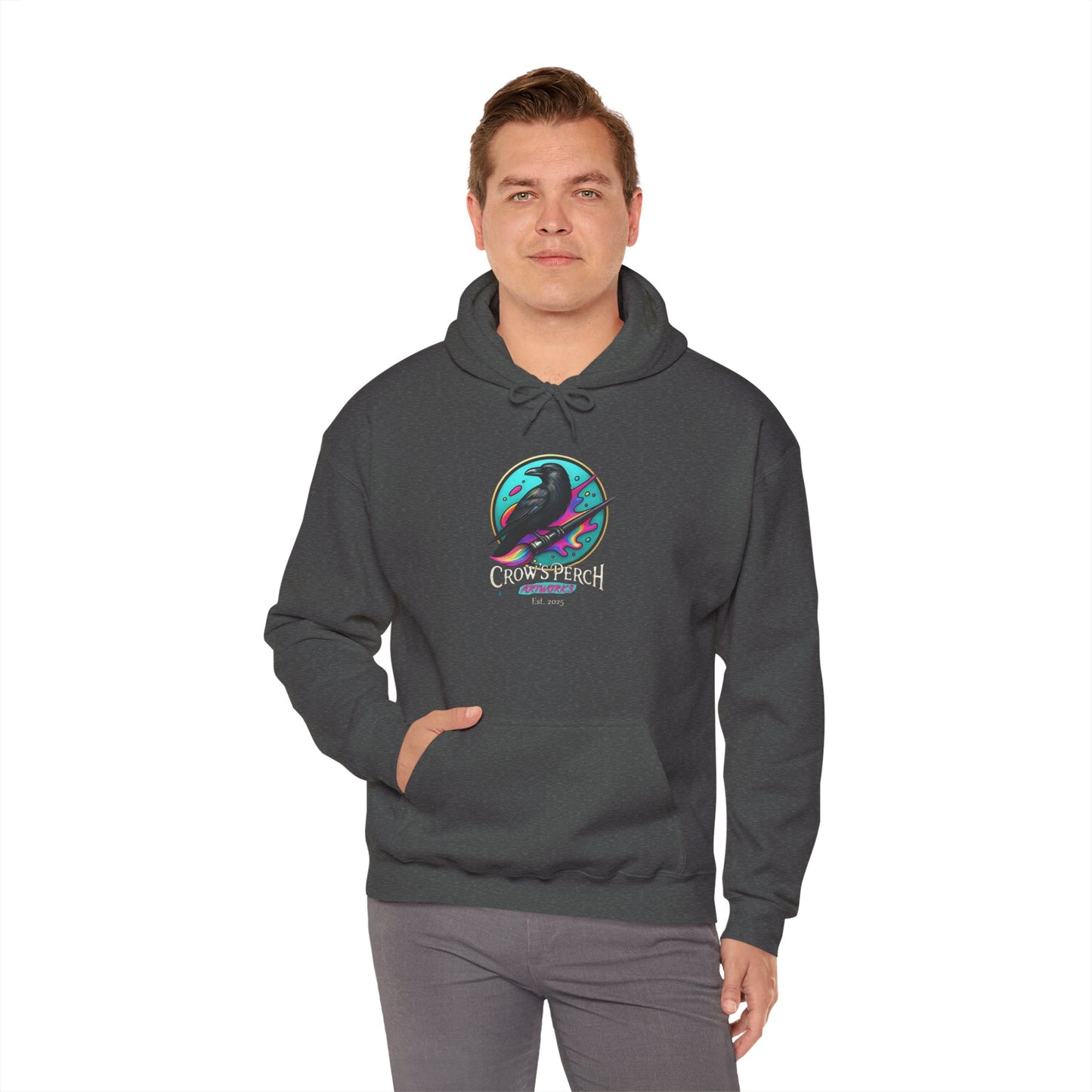Crow's Perch Artworks Graphic Hoodie, Cozy Sweatshirt Gift, Stylish Layering Piece, Everyday Fashion Statement