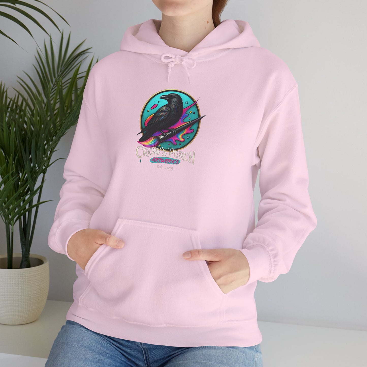 Crow's Perch Artworks Graphic Hoodie, Cozy Sweatshirt Gift, Stylish Layering Piece, Everyday Fashion Statement