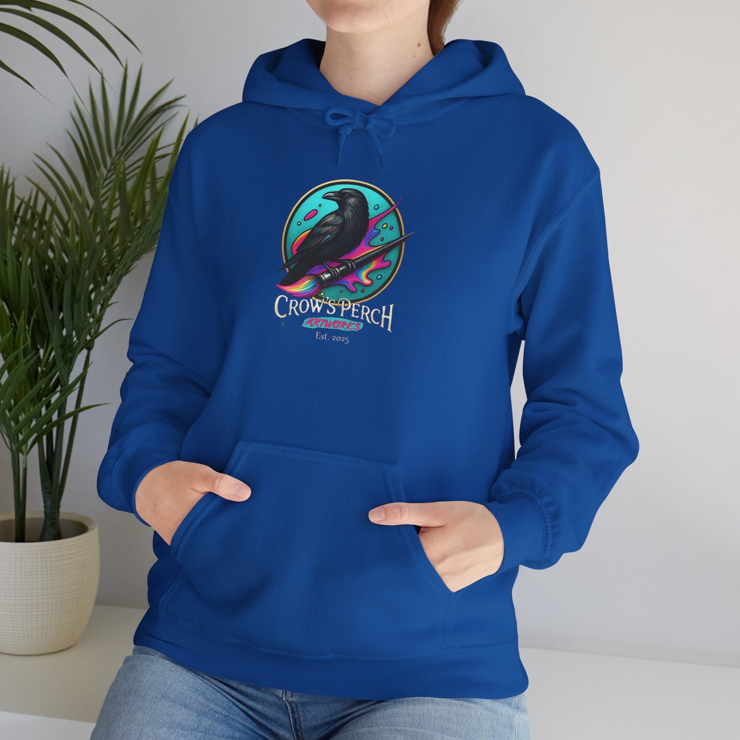 Crow's Perch Artworks Graphic Hoodie, Cozy Sweatshirt Gift, Stylish Layering Piece, Everyday Fashion Statement