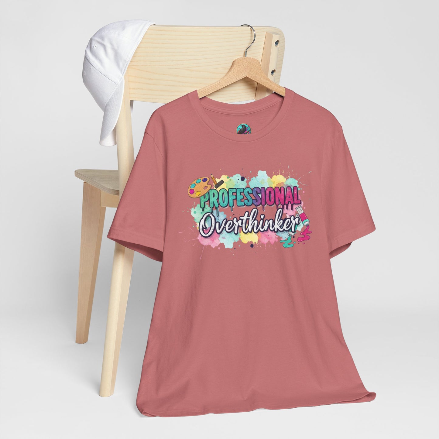 Professional Overthinker T-Shirt - Colorful Watercolor Graphic Tee Printify