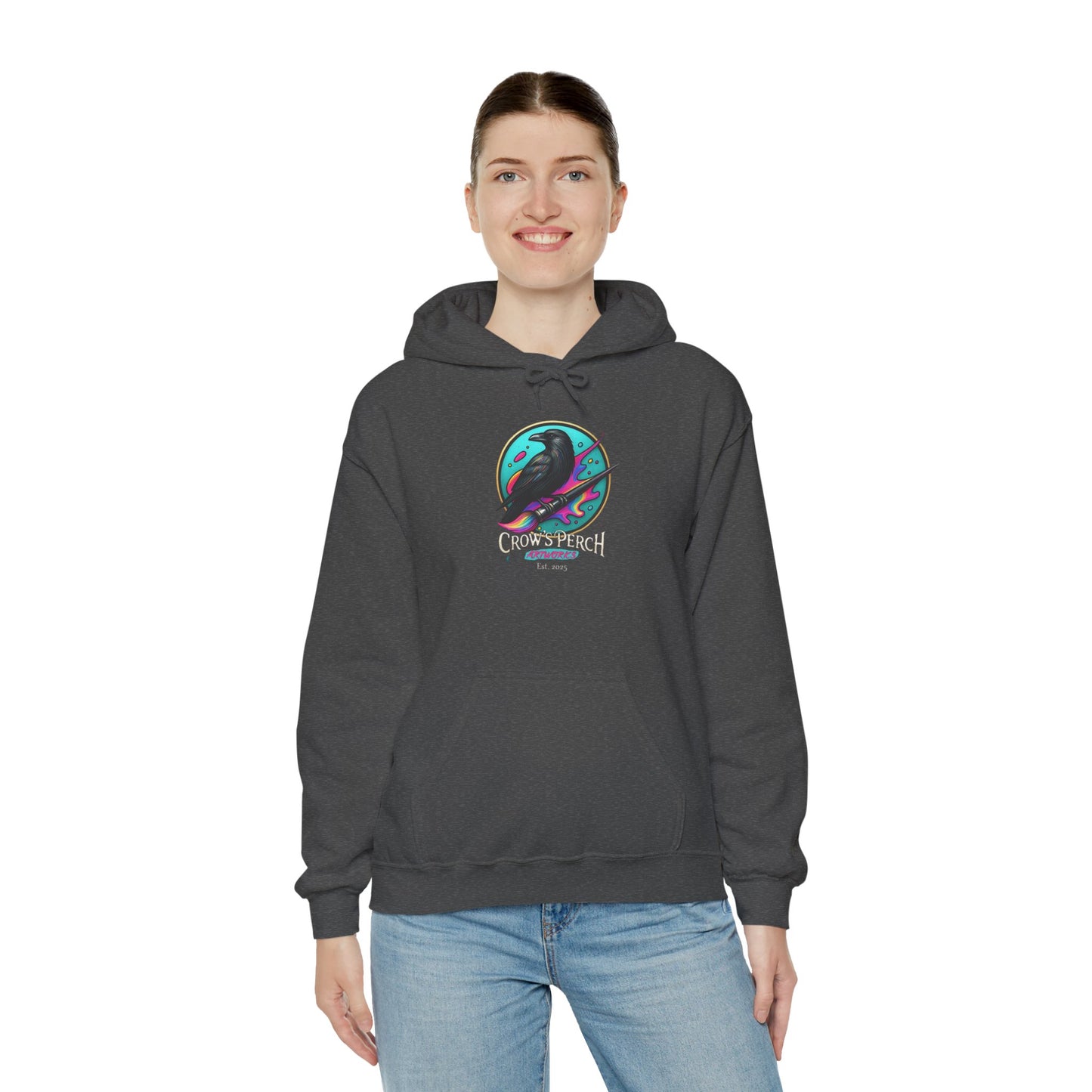 Crow's Perch Artworks Graphic Hoodie, Cozy Sweatshirt Gift, Stylish Layering Piece, Everyday Fashion Statement