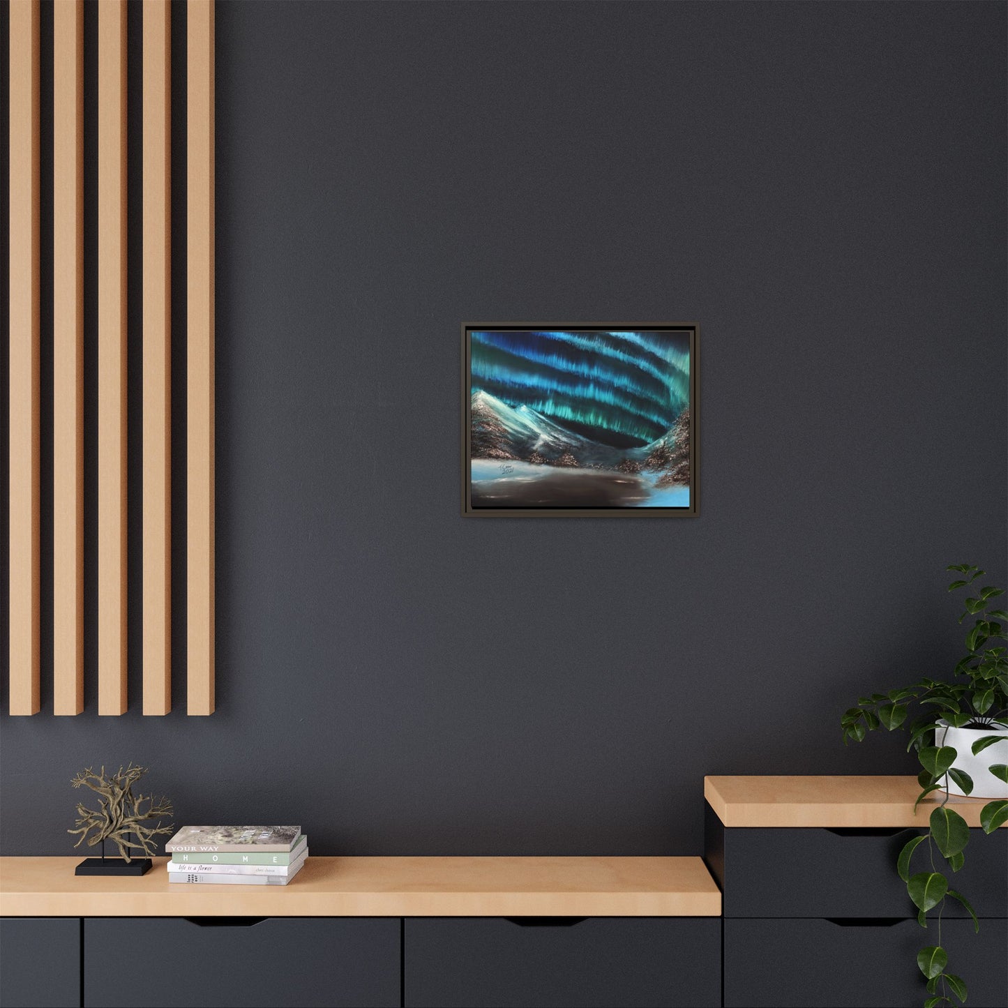 Frozen Sky's Glow - Framed Canvas Print