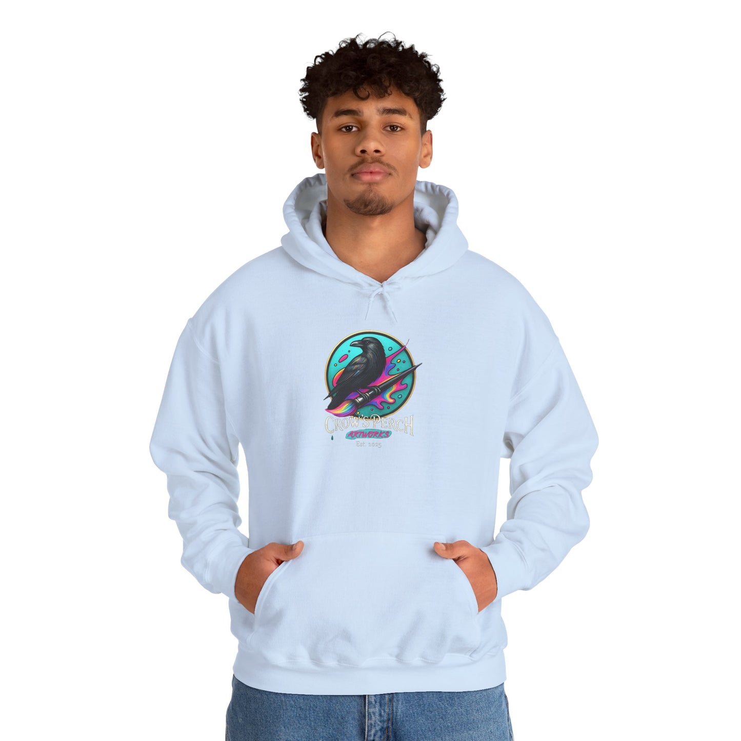Crow's Perch Artworks Graphic Hoodie, Cozy Sweatshirt Gift, Stylish Layering Piece, Everyday Fashion Statement