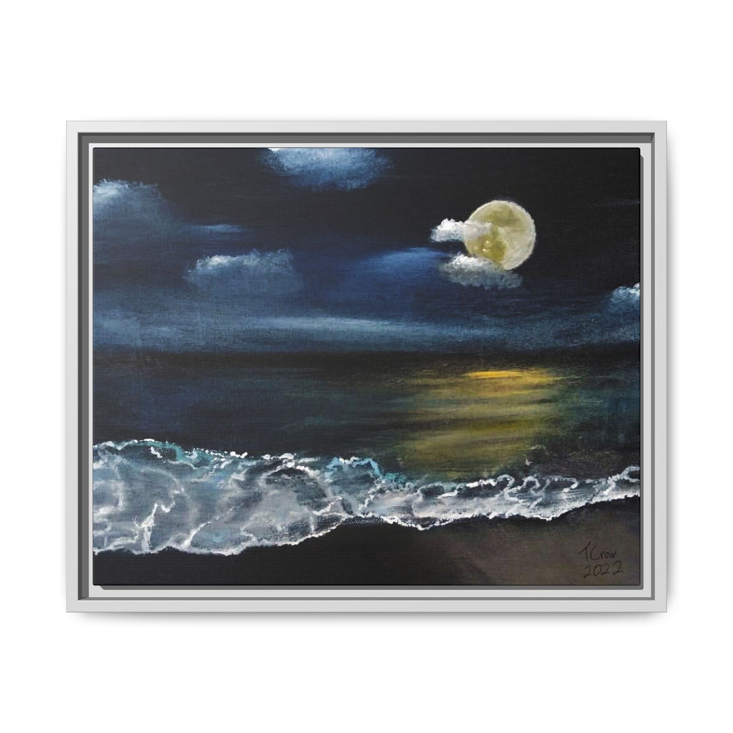 Moonlit Ocean - Framed Canvas Print