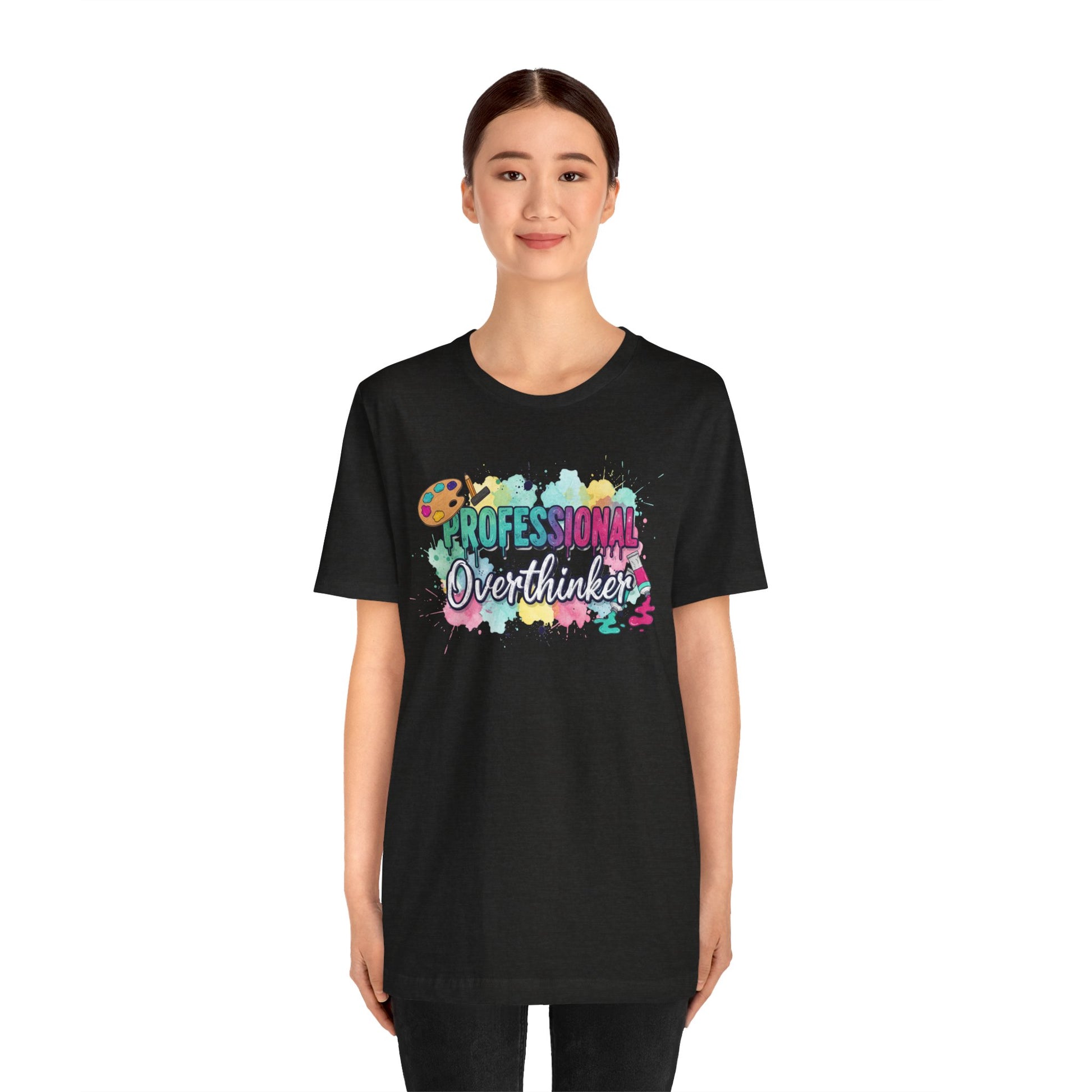 Professional Overthinker T-Shirt - Colorful Watercolor Graphic Tee Printify
