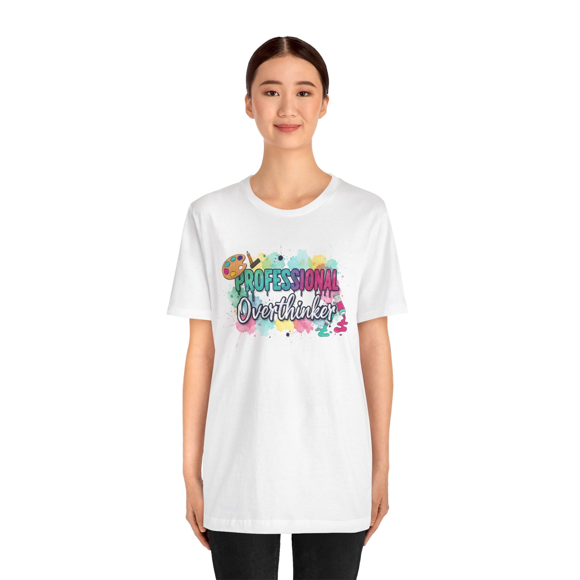 Professional Overthinker T-Shirt - Colorful Watercolor Graphic Tee Printify