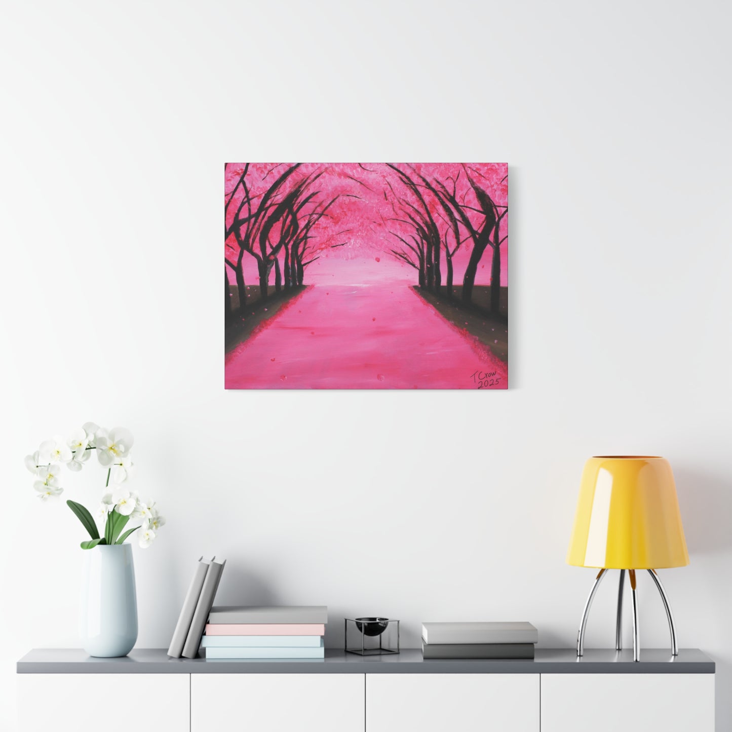Cherry Blossom Pathway Canvas Art - Elegant Floral Wall Decor
