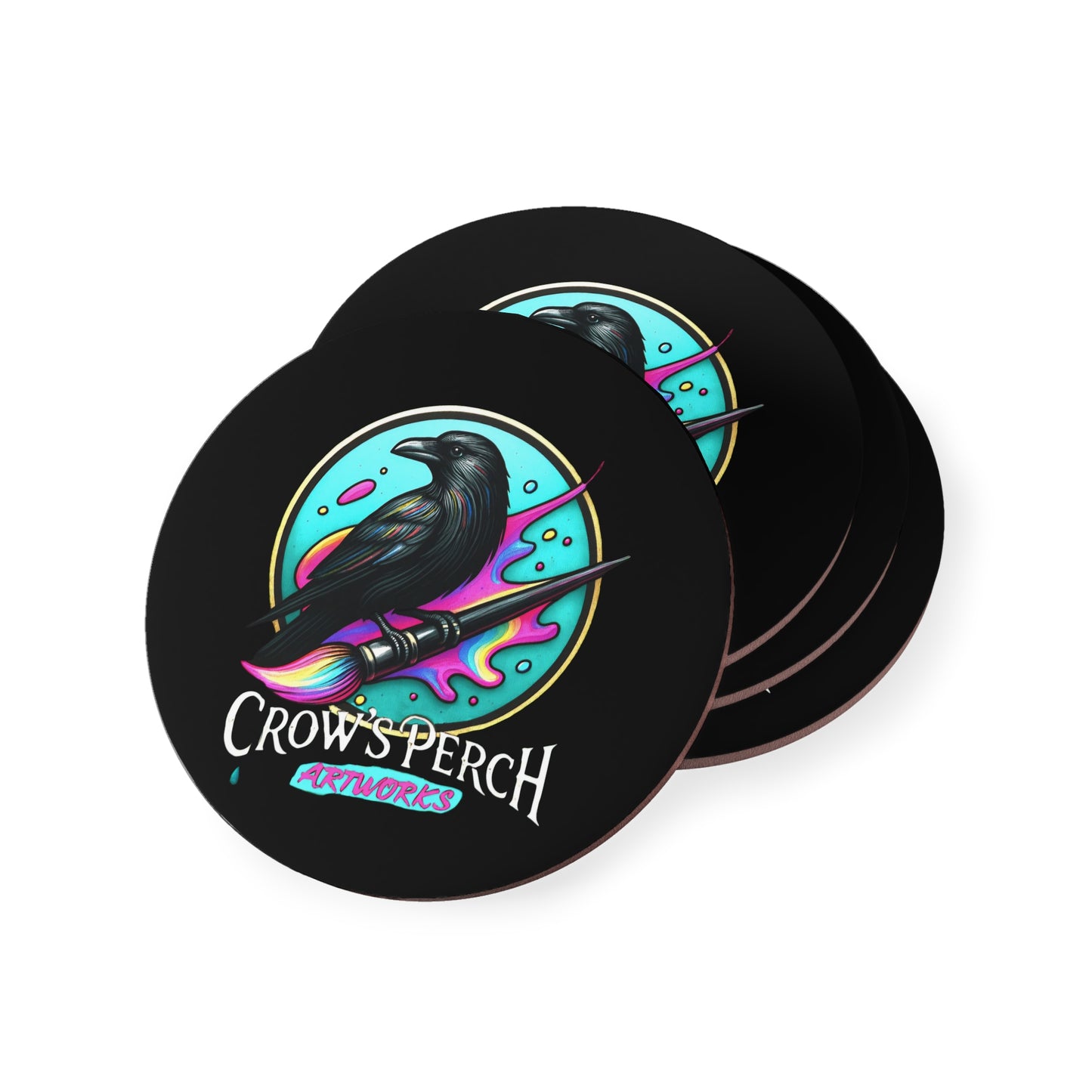 Crow's Perch Artworks Coasters, Home Bar Decor, Unique Gift, Rustic Table Accessories, Party Coasters Printify