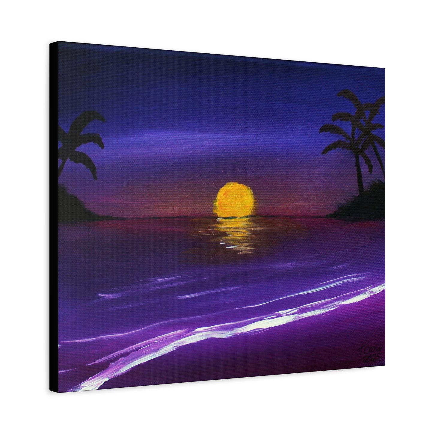 Tropical Sunset Canvas Art Print - Relaxing Beach Scene