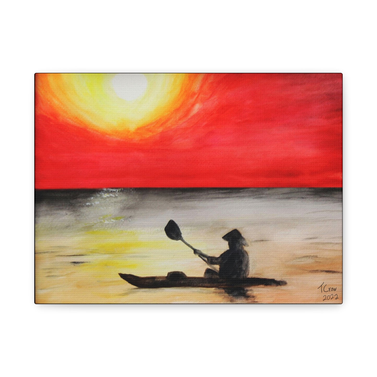 Sunset Kayaking Canvas Art – Vibrant Wall Decor for Nature Lovers