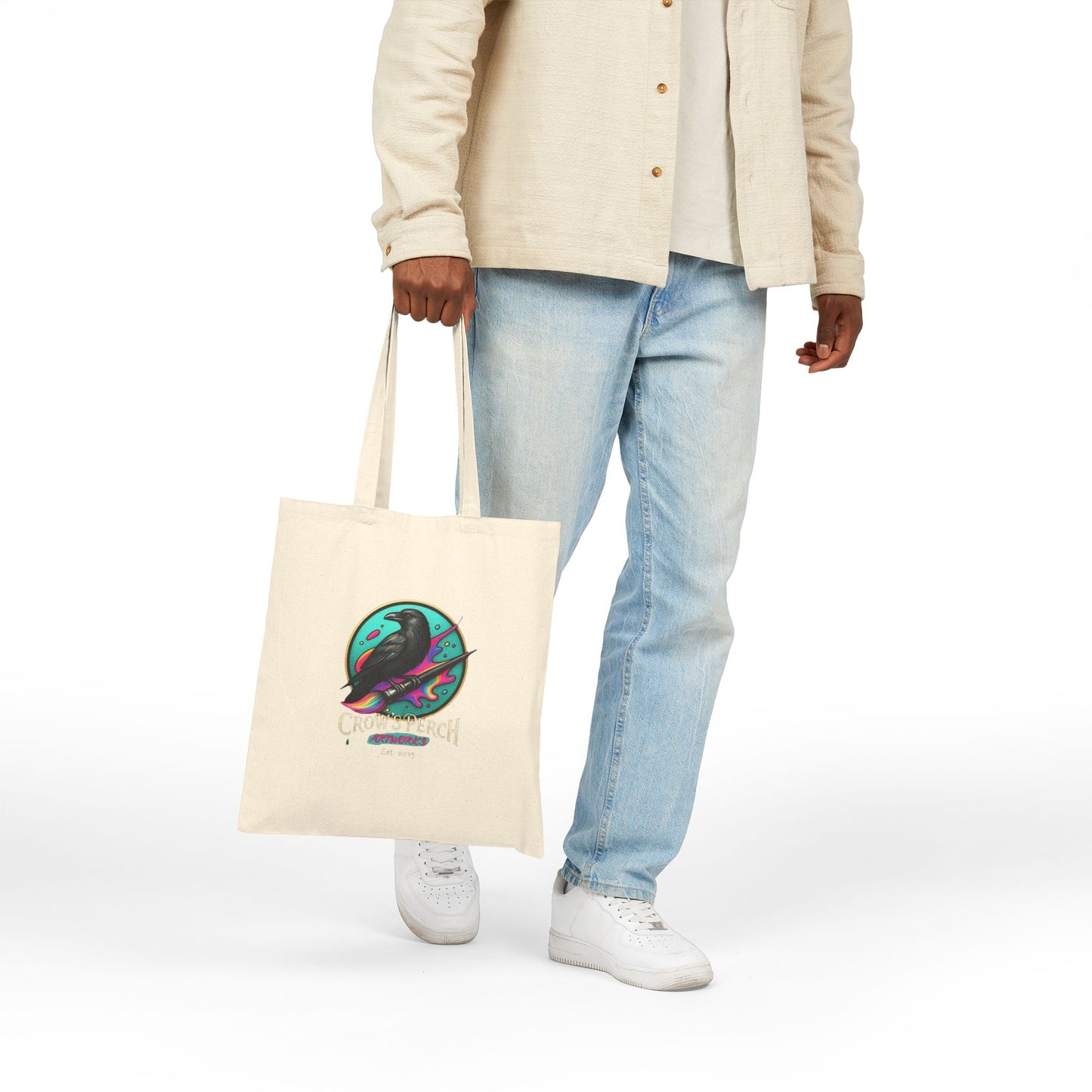 Crow's Perch Artworks Canvas Tote Bag, Eco-Friendly Shopping Bag, Stylish Reusable Grocery Tote, Bird Lover Gift, Artful Carryall