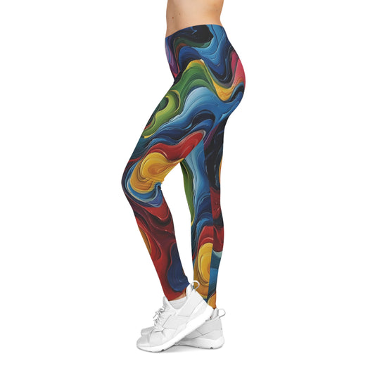 Vibrant Abstract Leggings, Colorful Yoga Pants, Stylish Activewear, Trendy Workout Gear, Artistic Fashion Trousers