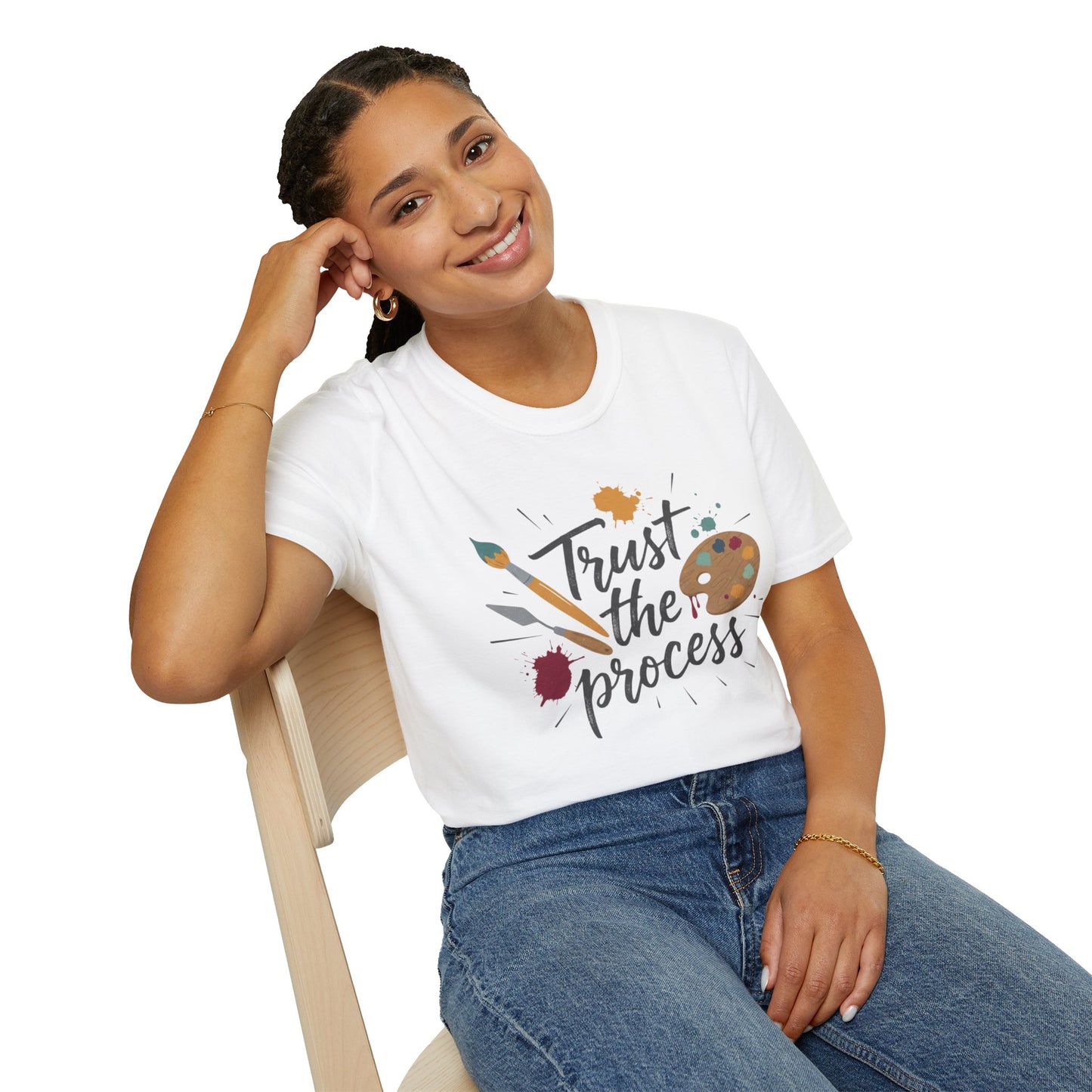 Trust the Process Artist T-Shirt - Inspirational Painter Tee with Palette & Brush Printify