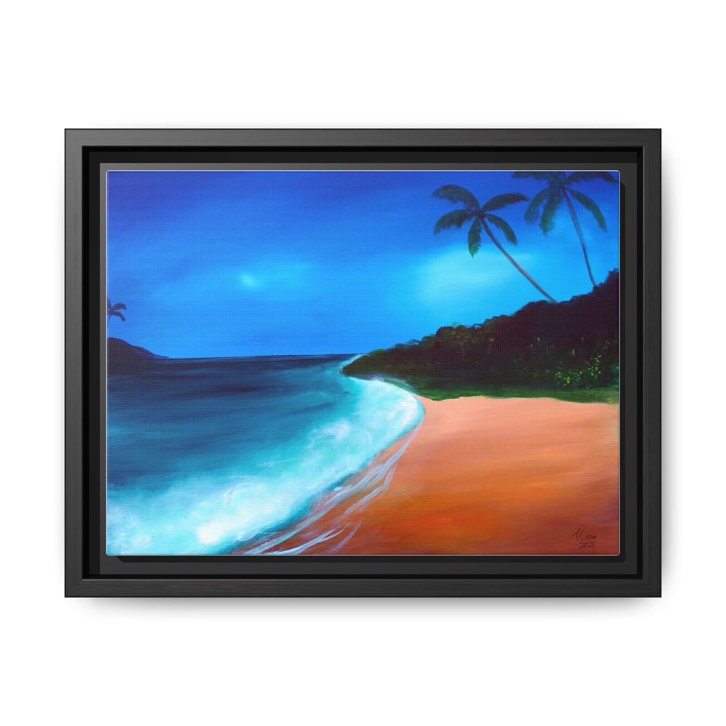 Tropical Beach Framed Canvas Art – Serene Coastal Decor for Home & Beach Lovers