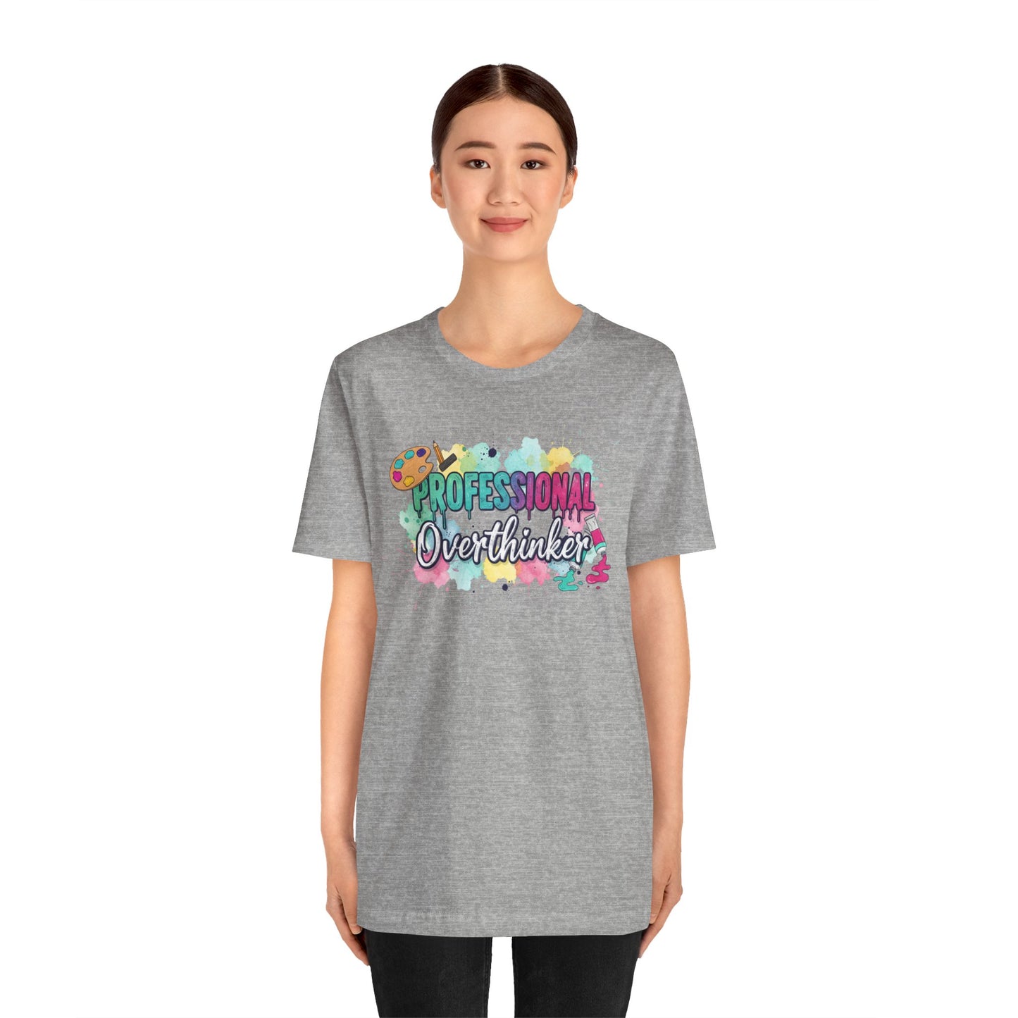 Professional Overthinker T-Shirt - Colorful Watercolor Graphic Tee Printify
