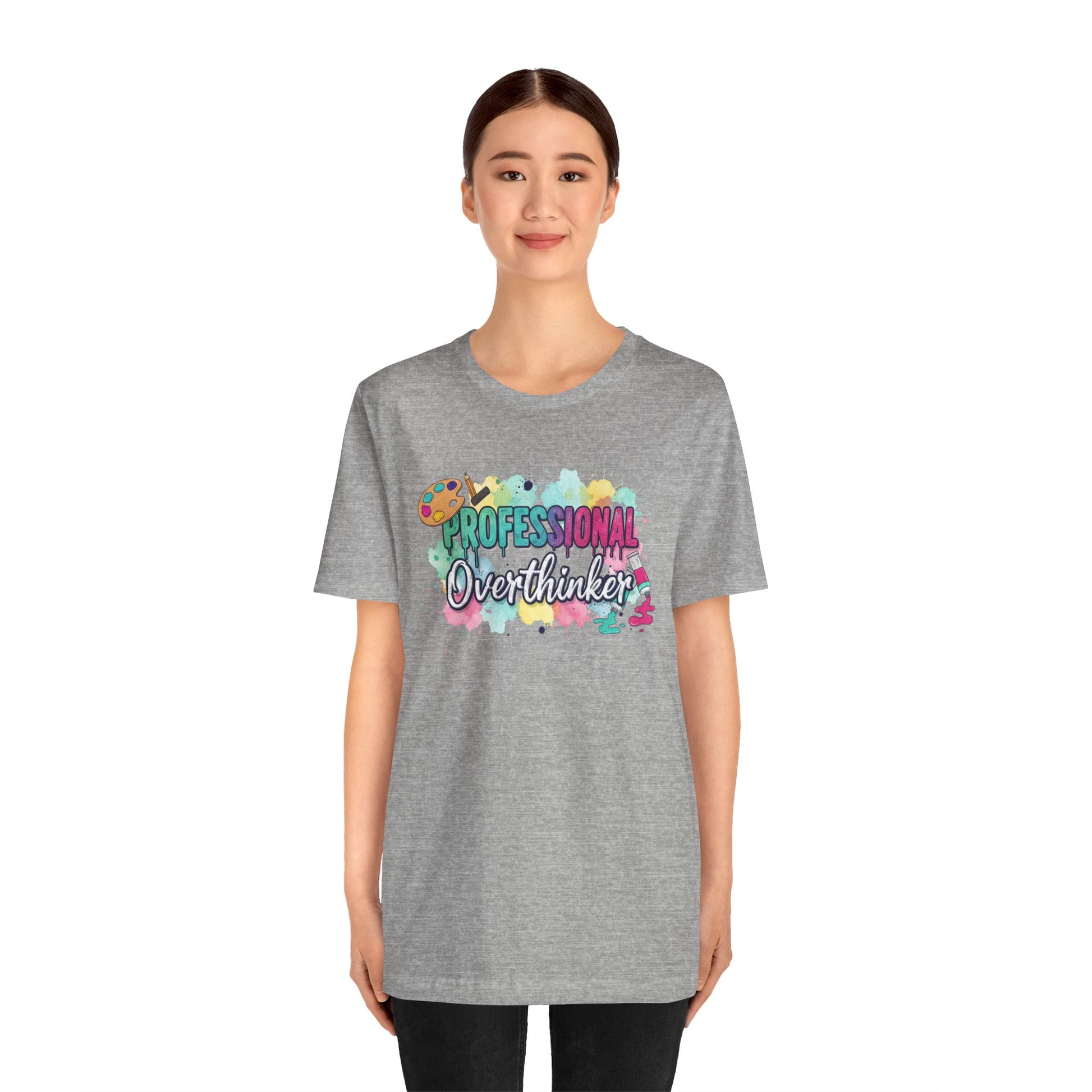 Professional Overthinker T-Shirt - Colorful Watercolor Graphic Tee Printify