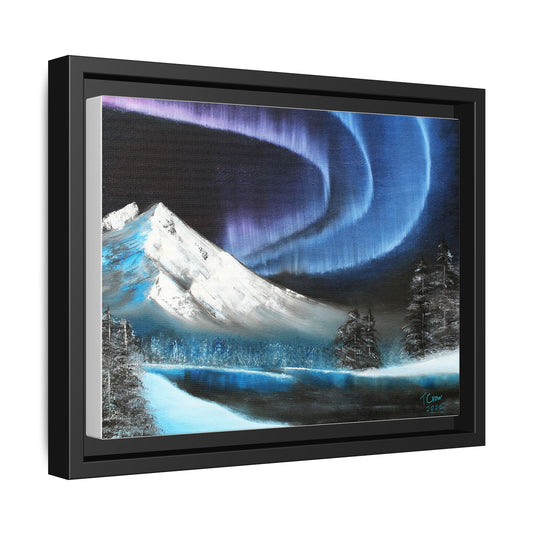 Aurora Borealis Framed Canvas - Multi-Color Mountain Scene for Home Decor