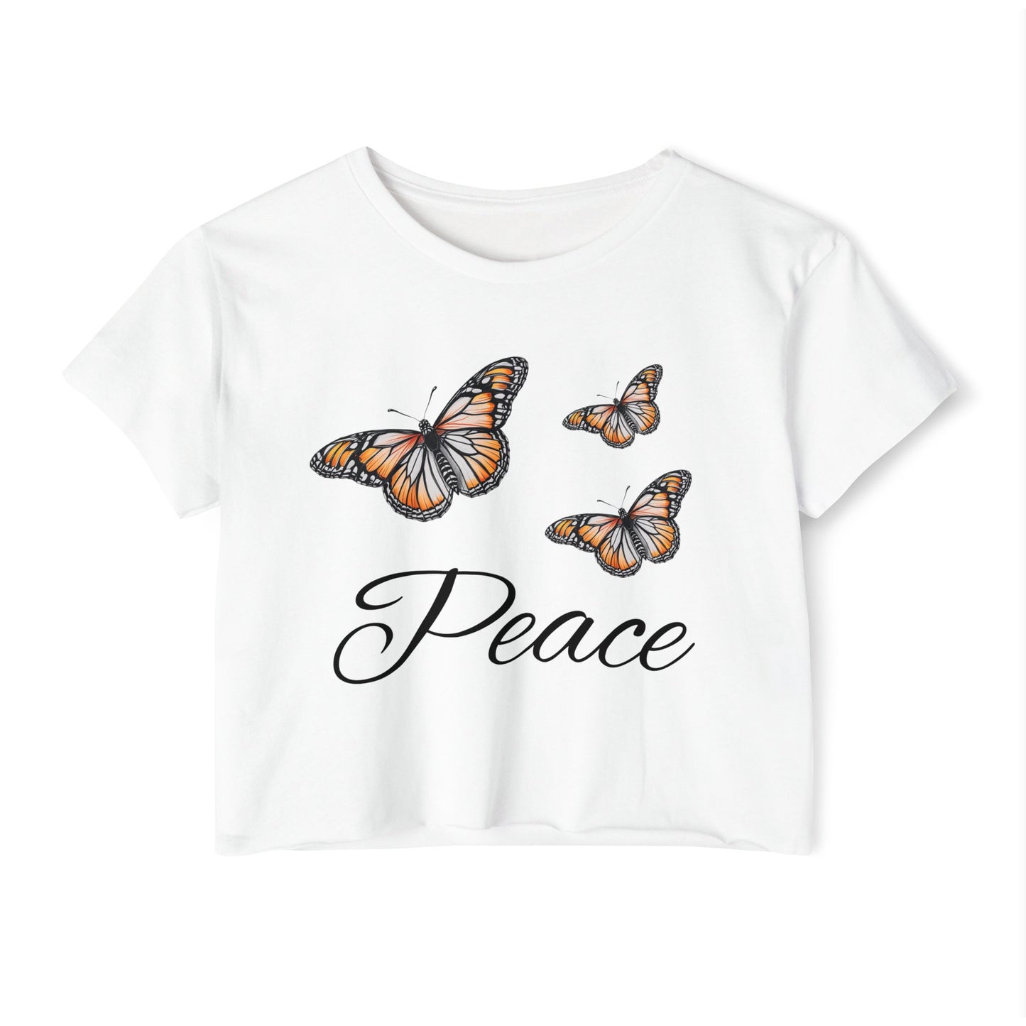 Butterfly Crop Top, Trendy Summer Wear, Bohemian Style, Peaceful Vibes, Music Festival Top, Casual Outfit