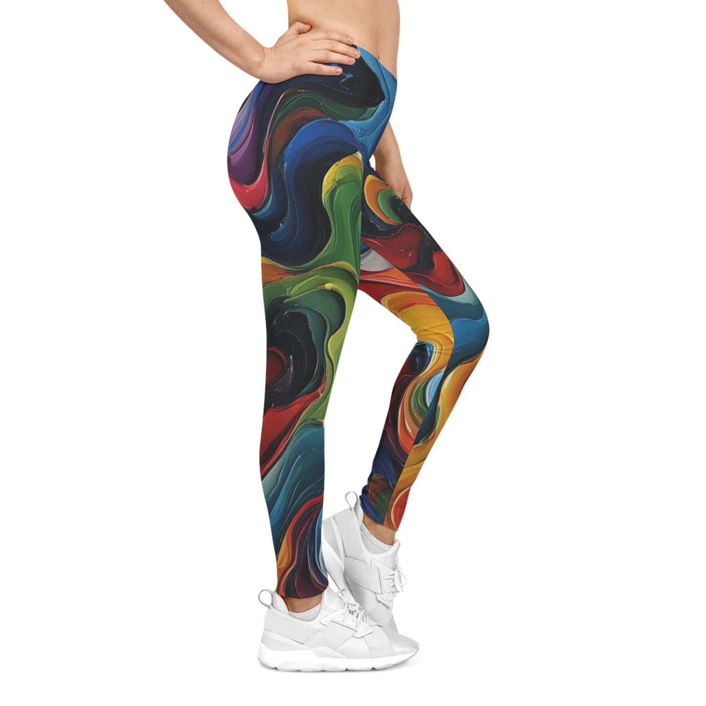 Vibrant Abstract Leggings, Colorful Yoga Pants, Stylish Activewear, Trendy Workout Gear, Artistic Fashion Trousers