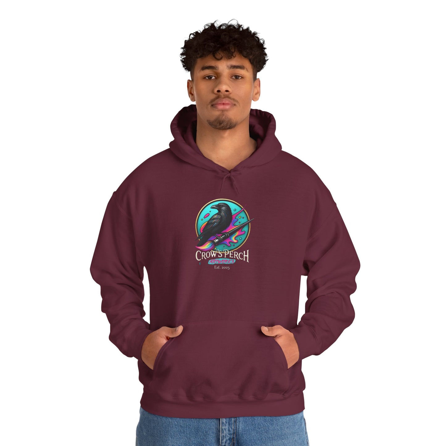 Crow's Perch Artworks Graphic Hoodie, Cozy Sweatshirt Gift, Stylish Layering Piece, Everyday Fashion Statement