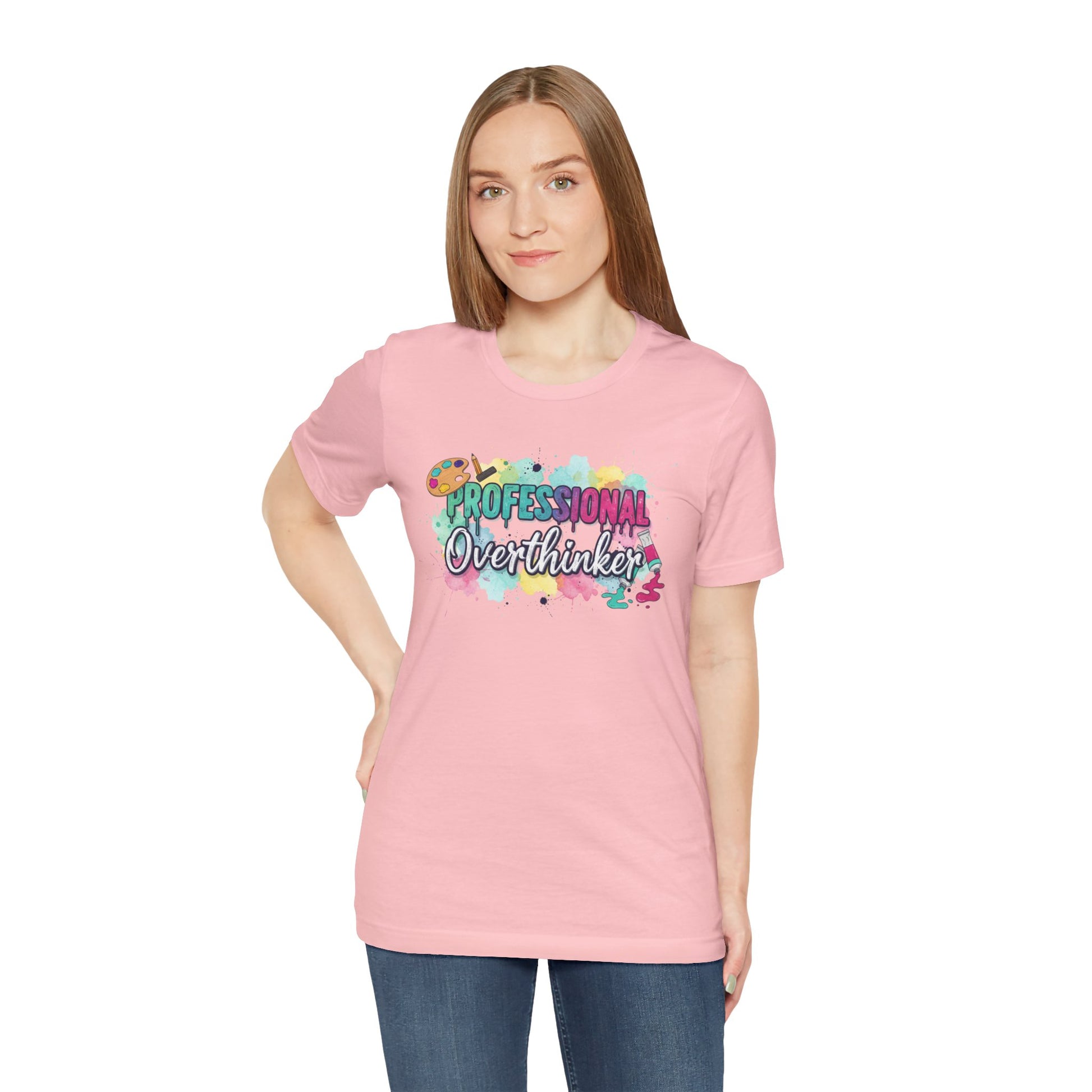 Professional Overthinker T-Shirt - Colorful Watercolor Graphic Tee Printify