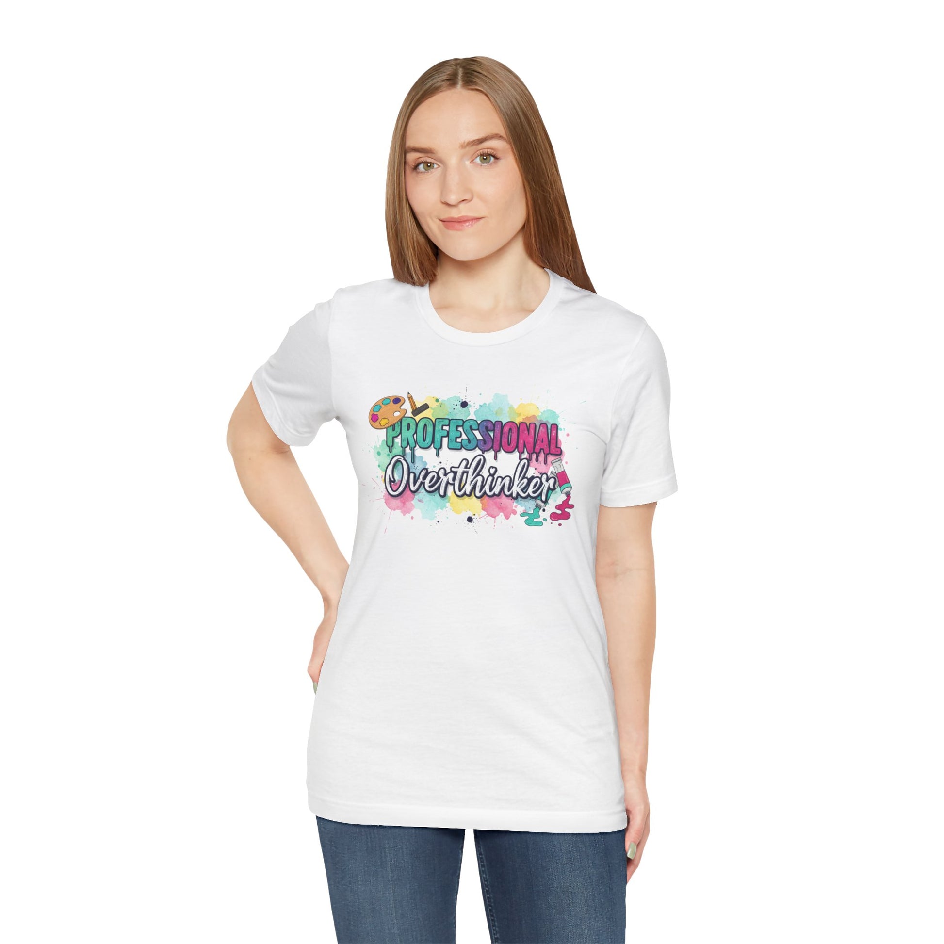 Professional Overthinker T-Shirt - Colorful Watercolor Graphic Tee Printify