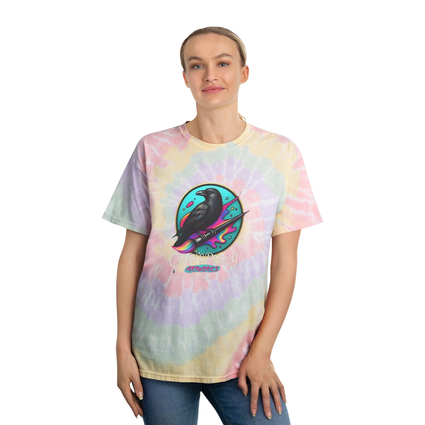 Crow's Perch Artworks Spiral Tie-Dye Tee | Boho Graphic Shirt, Summer Fashion, Custom Tie-Dye, Festival Wear, Casual Outfit