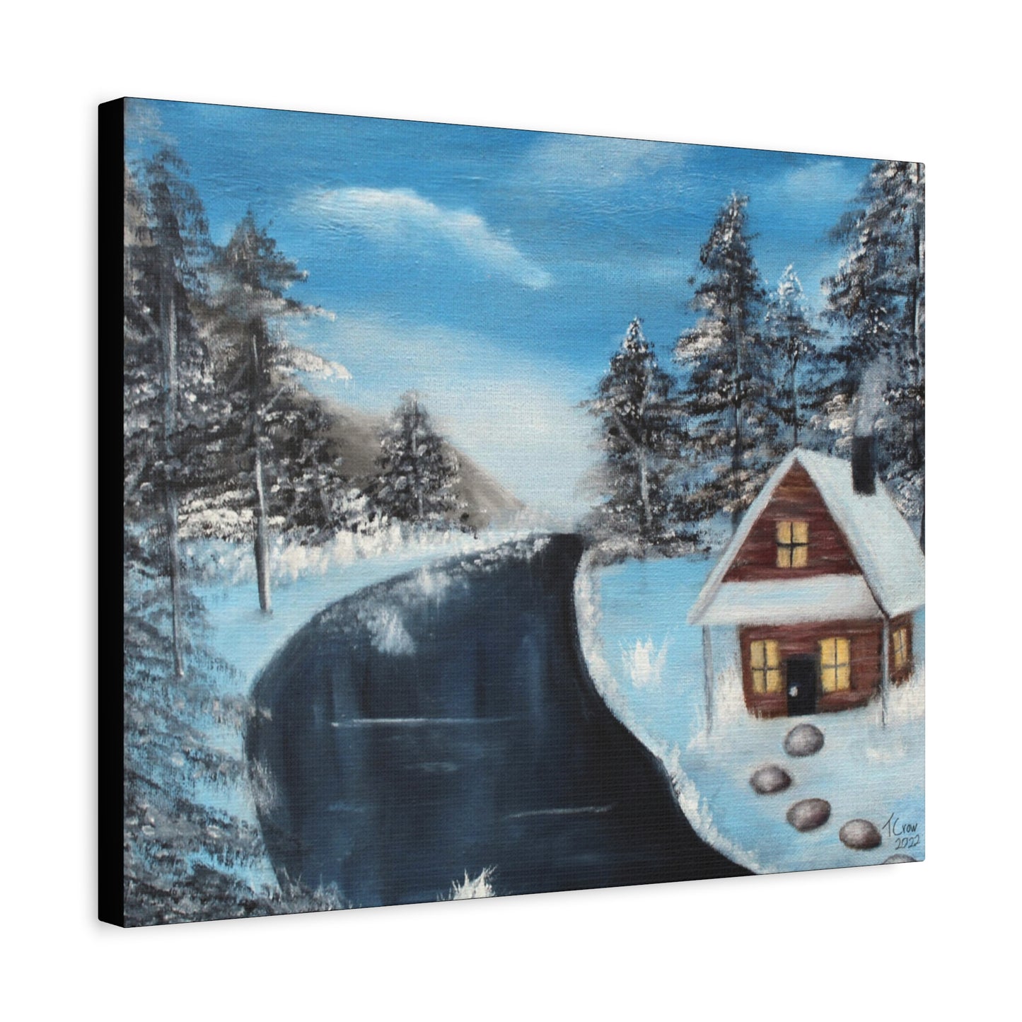 Cabin's Warm Glow - Canvas Print