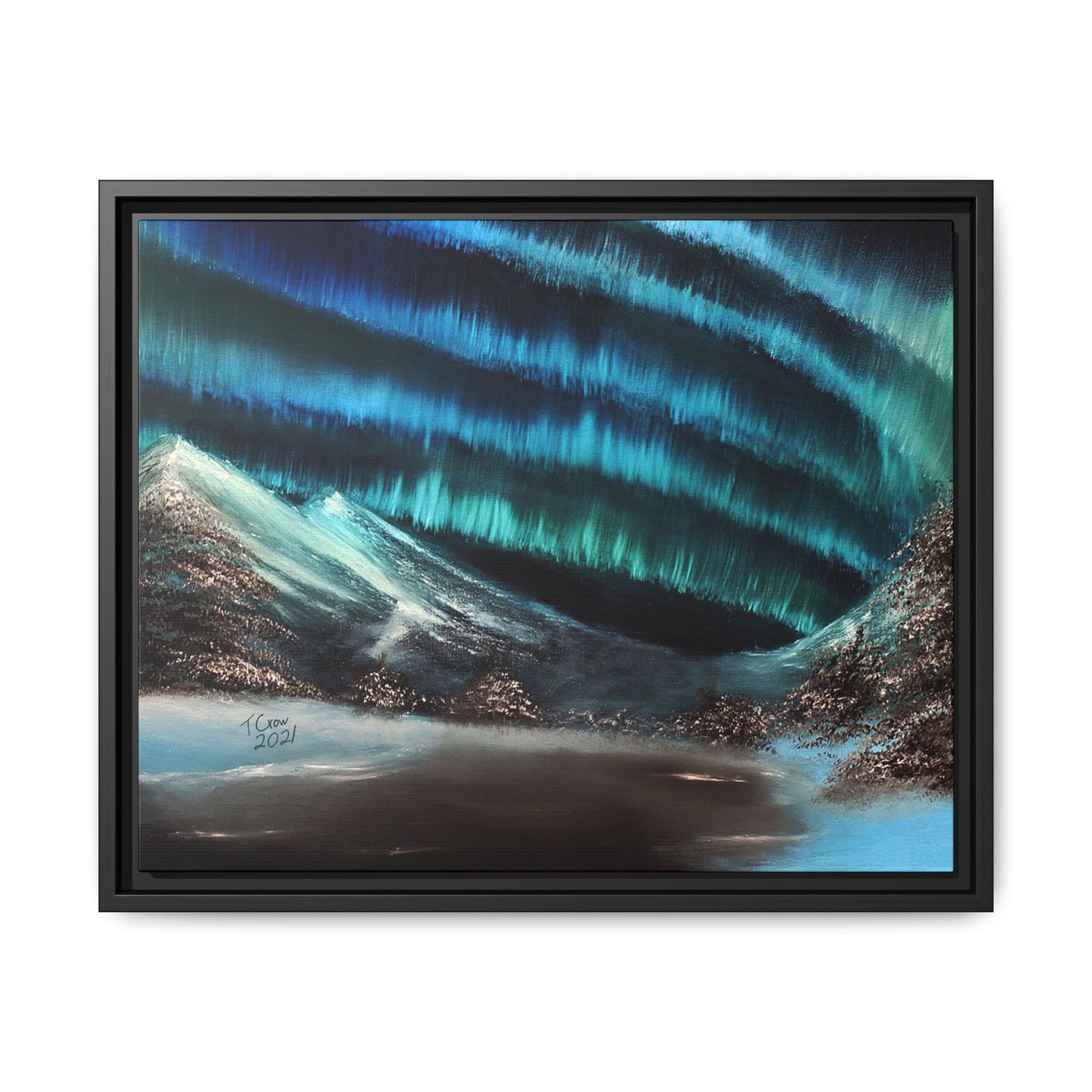 Frozen Sky's Glow - Framed Canvas Print