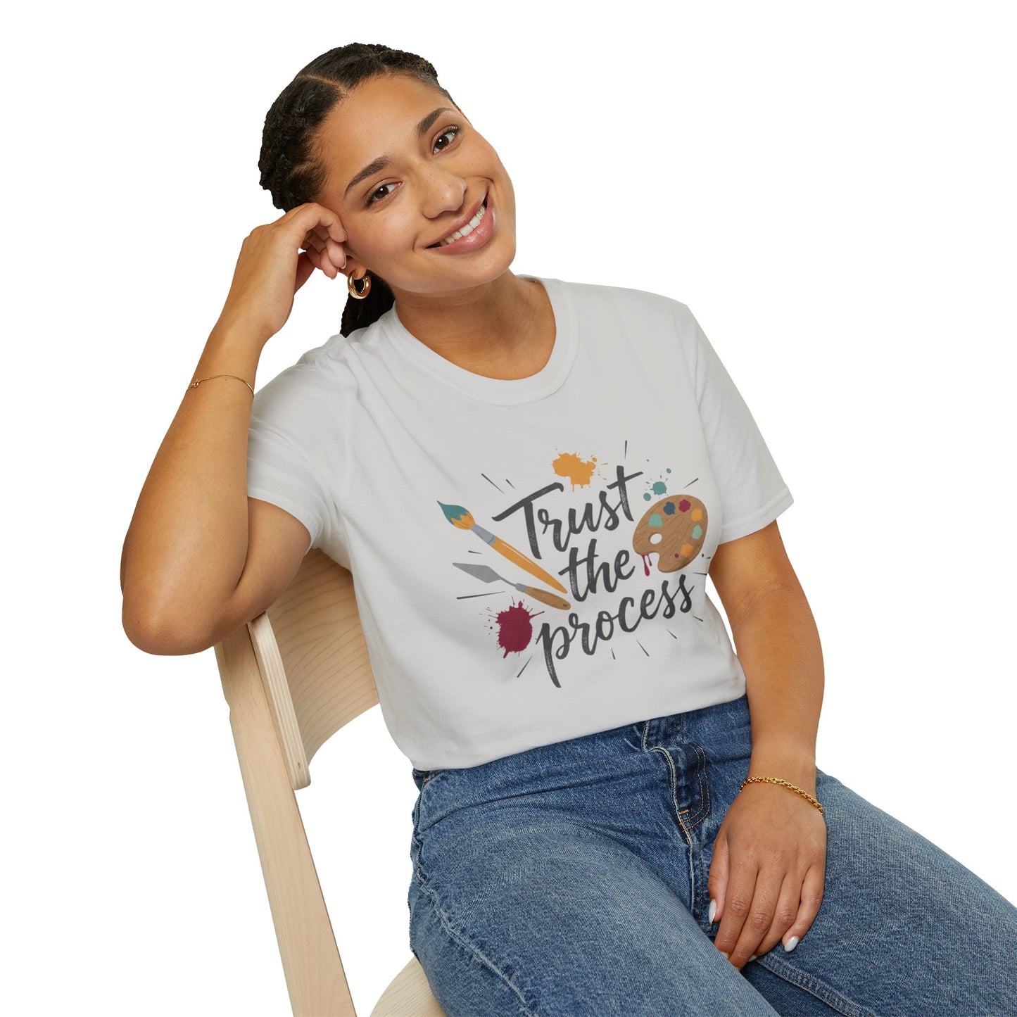 Trust the Process Artist T-Shirt - Inspirational Painter Tee with Palette & Brush Printify