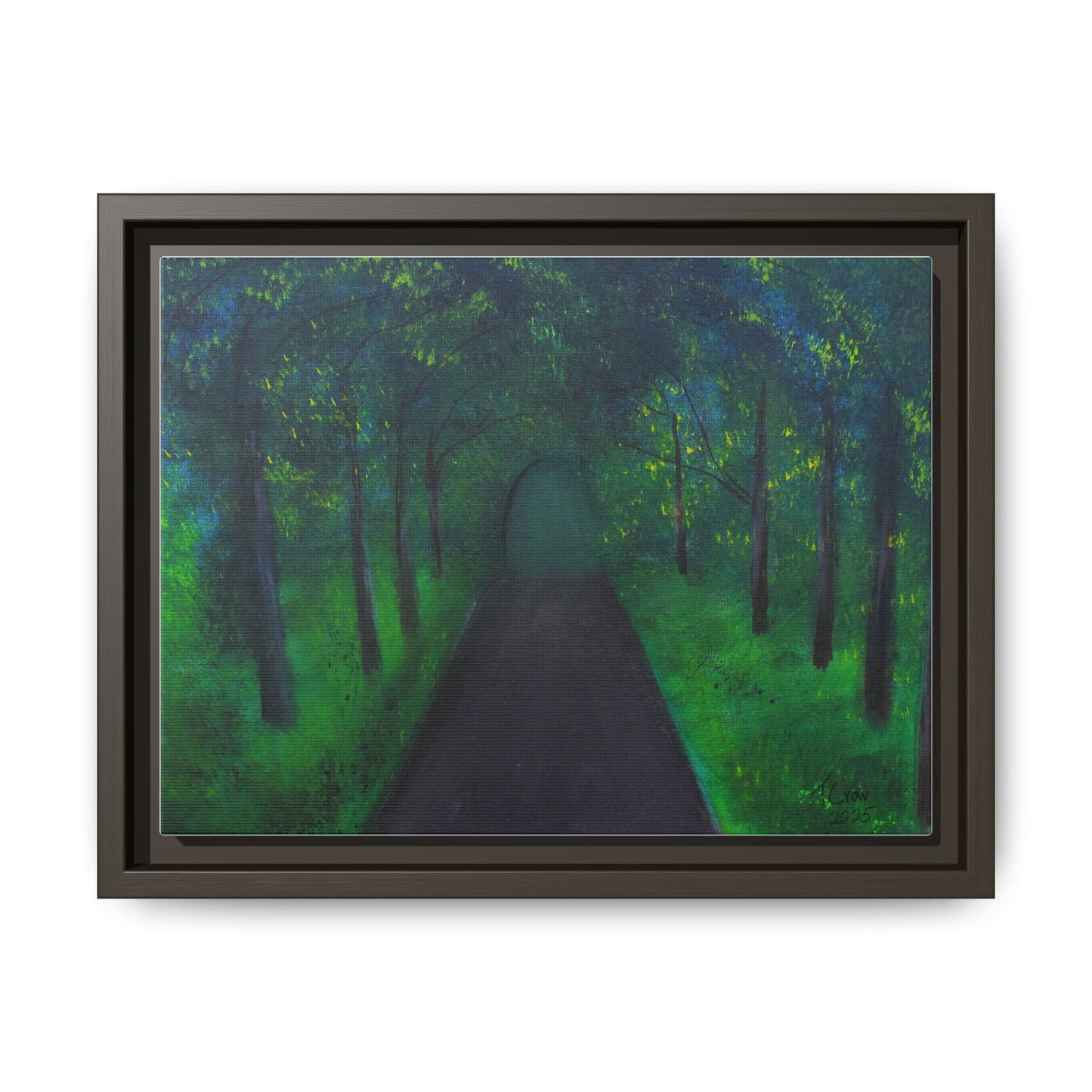 Serene Green Path Framed Canvas Art - Tranquil Wall Decor for Nature Lovers