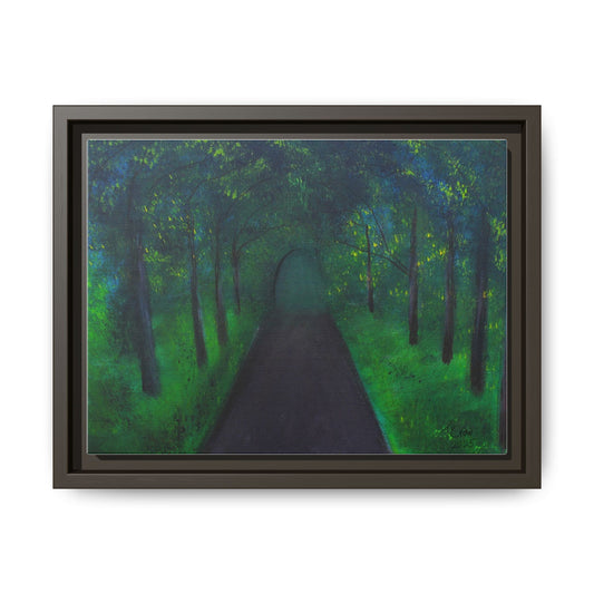 Serene Green Path Framed Canvas Art - Tranquil Wall Decor for Nature Lovers