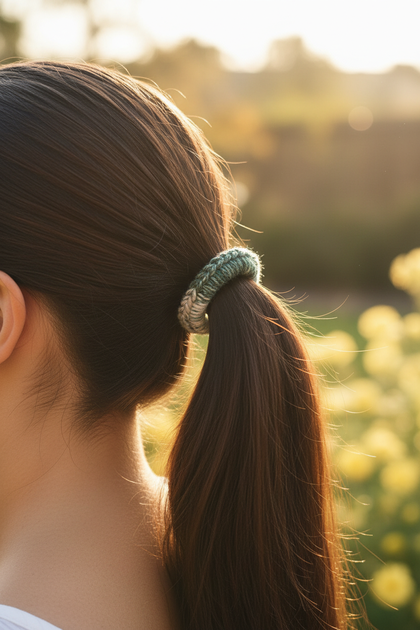 Green/White Hair Tie Crow's Perch Artworks